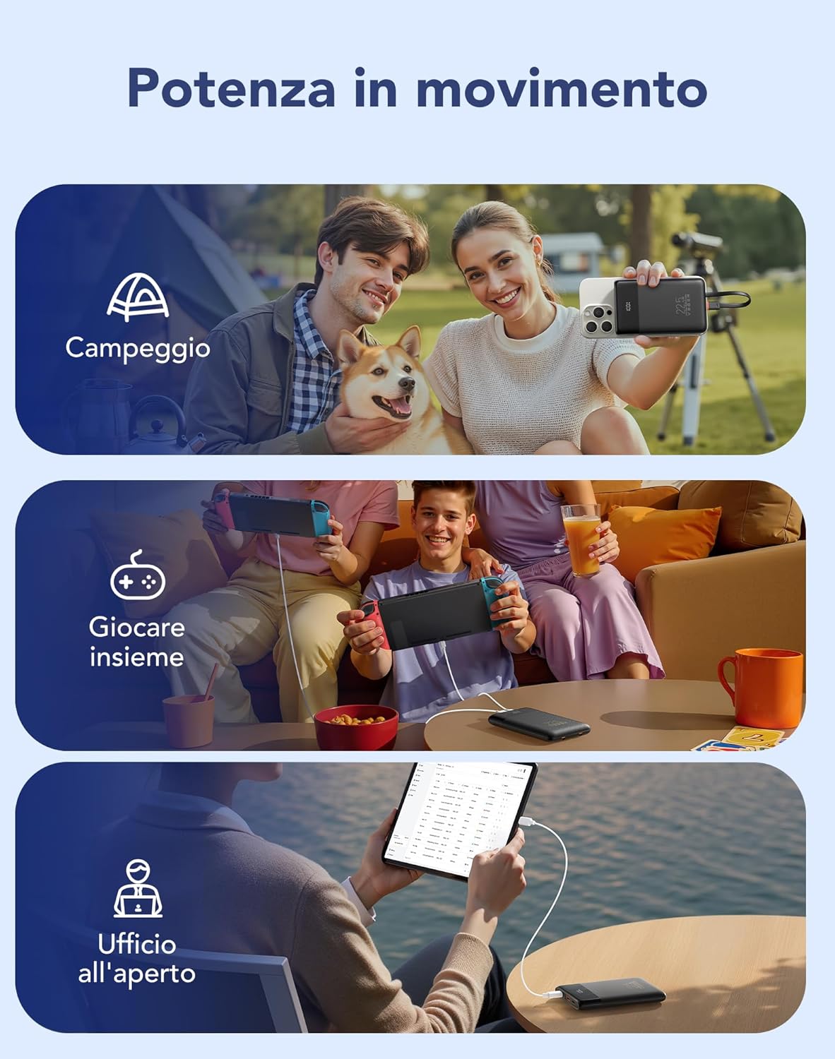 Veger Power Bank 10000mAh con Cavi Integrati 22.5W - immagine 8