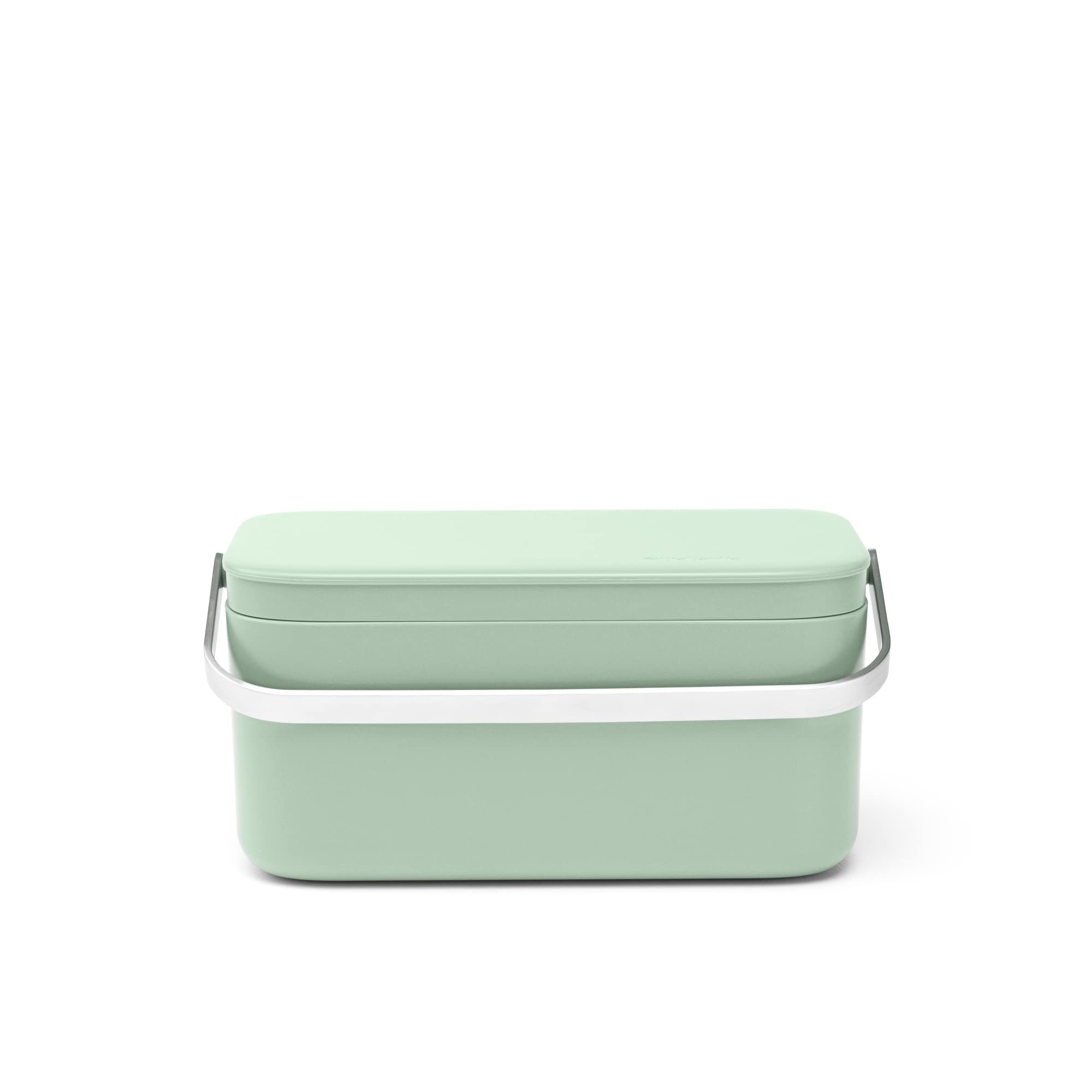 Brabantia - Sinkside Contenitore per Rifiuti Organici - Coperchio Apribile - Maniglia Grande in Acciaio Inox - per Eliminare Gli Avanzi - per il Piano di Lavoro - Jade Green - 22 x 13 x 11 cm