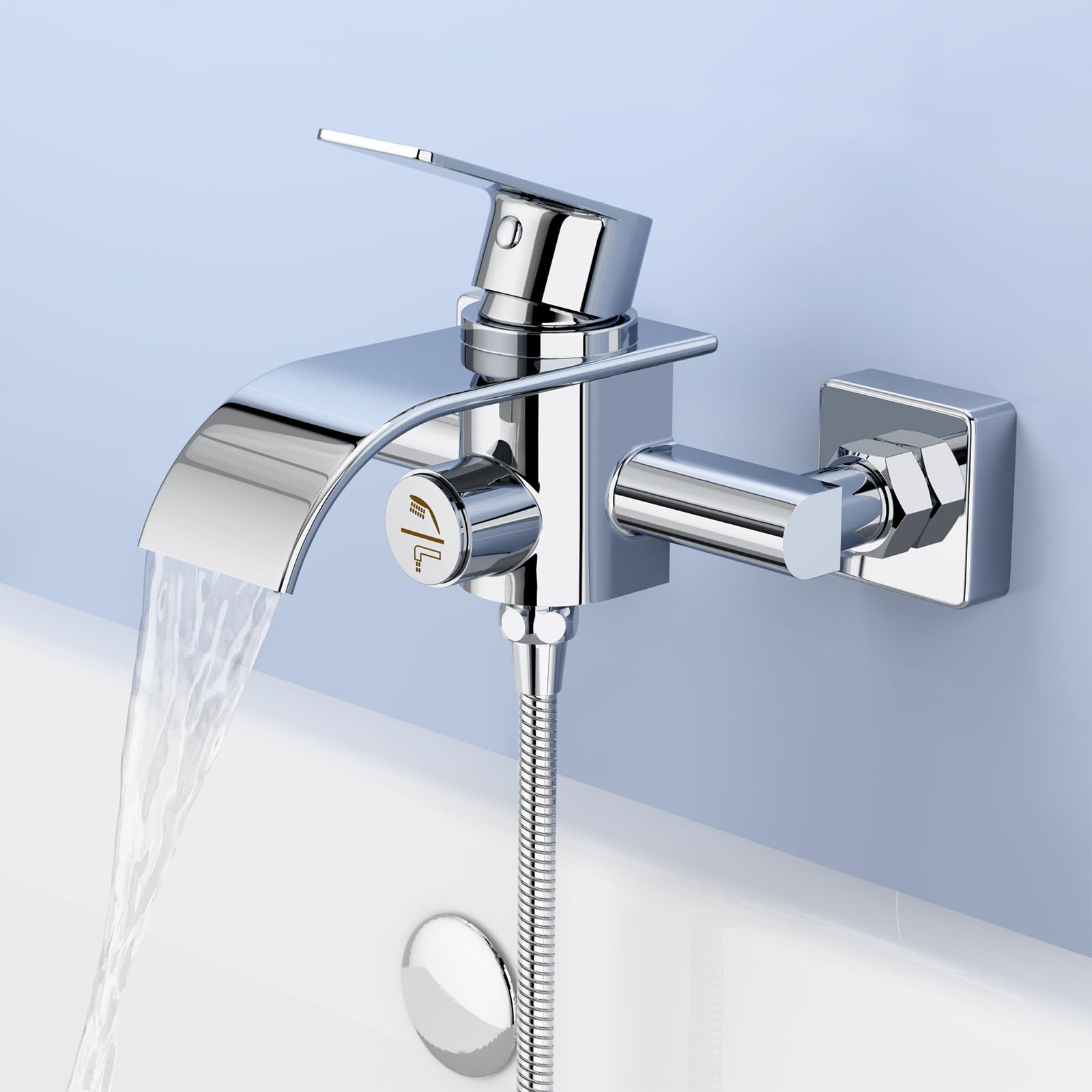 Otomitra Rubinetto Vasca a Cascata a Parete, Cromato