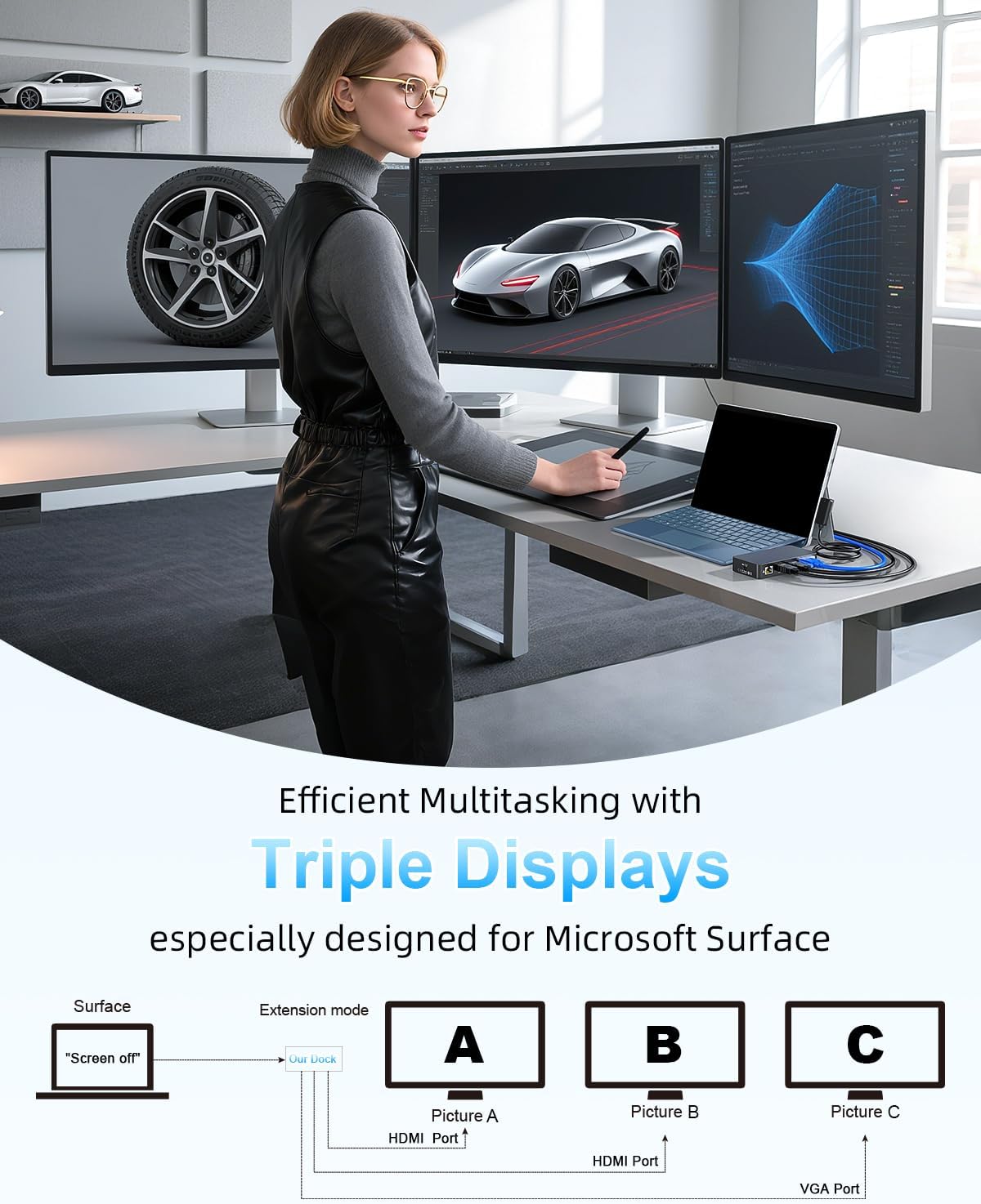 Microsoft Surface Dock 12 in 1 con Alimentatore - immagine 4