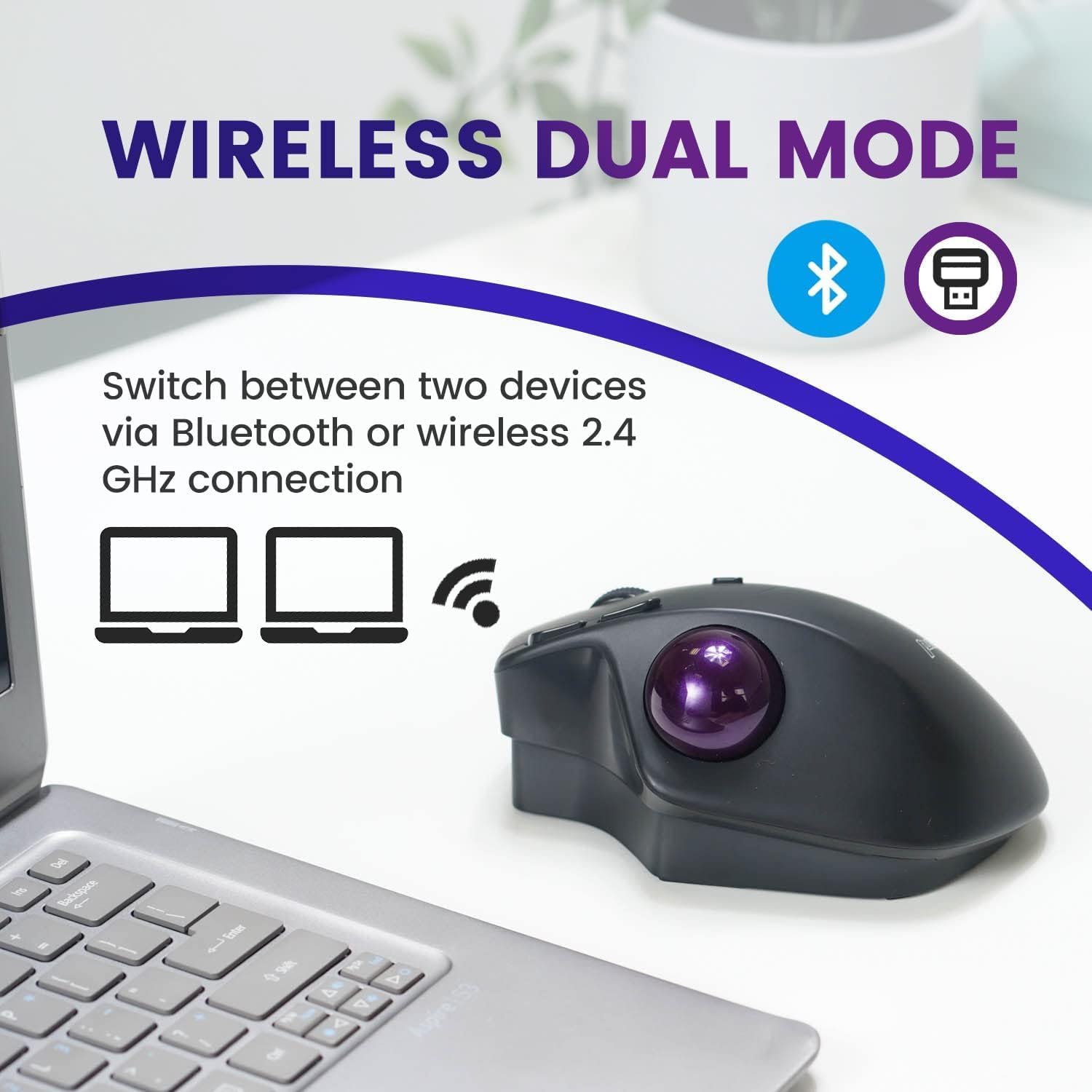 Perixx PERIMICE-720 - Mouse Ergonomico Trackball Wireless - immagine 3