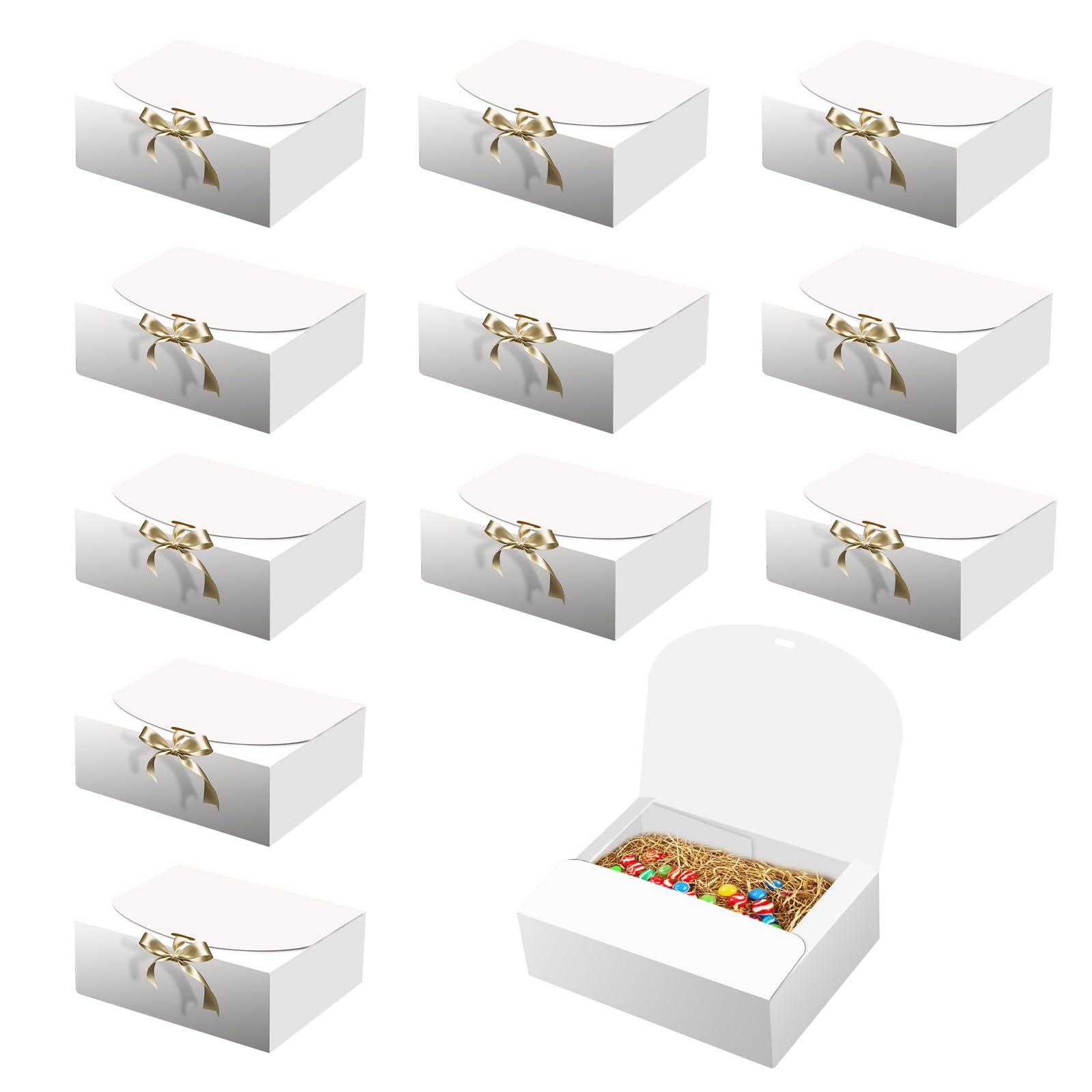 Confezione 12 Scatole Regalo Bianche con Coperchio 26x20x8cm