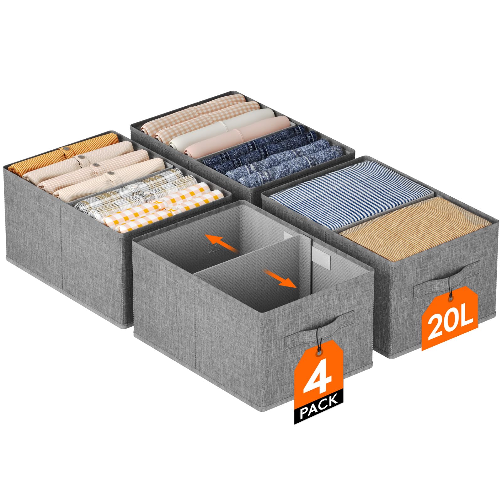 Lifewit Organizer Armadio Set di 4 Pieghevoli 20L