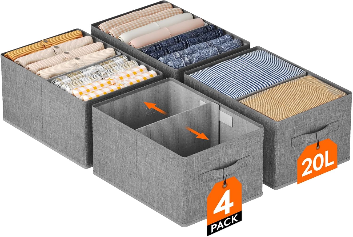 Lifewit Organizer Armadio Set di 4 Pieghevoli 20L - immagine 1