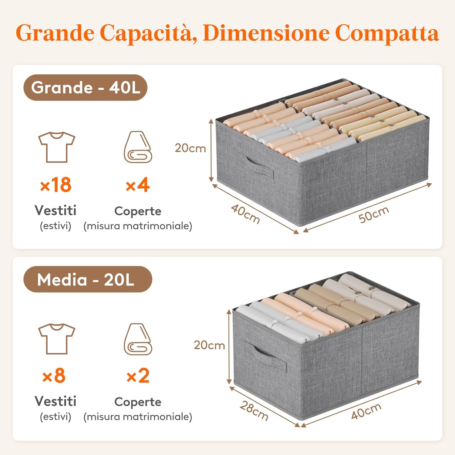 Lifewit Organizer Armadio Set di 4 Pieghevoli 20L - immagine 5