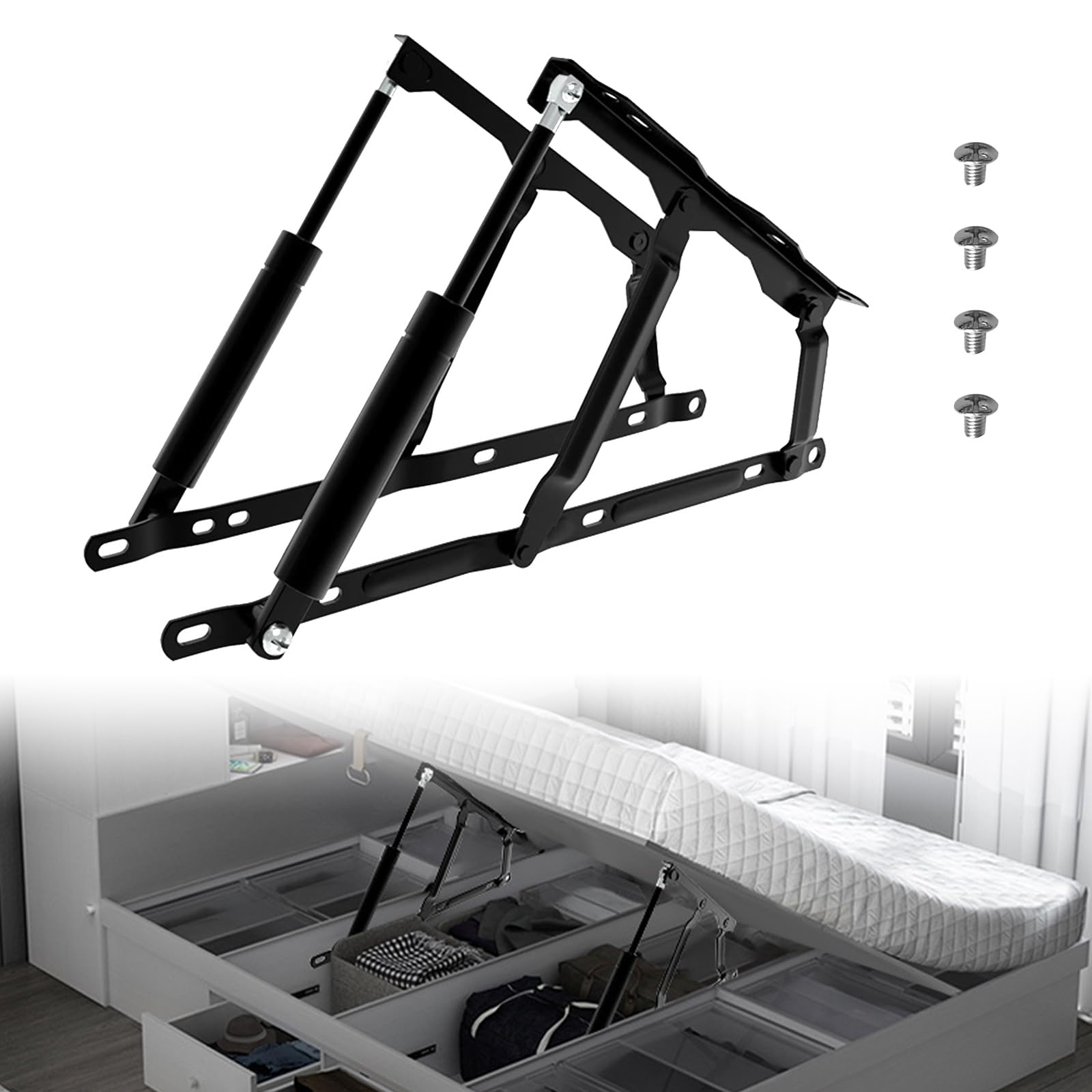 Meccanismo di Sollevamento Letto Idraulico 53 cm, Nero