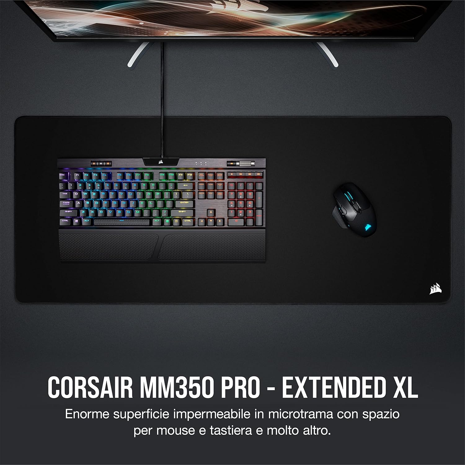 Corsair MM350 PRO Tappetino Mouse Gaming Esteso XL, Nero - immagine 2