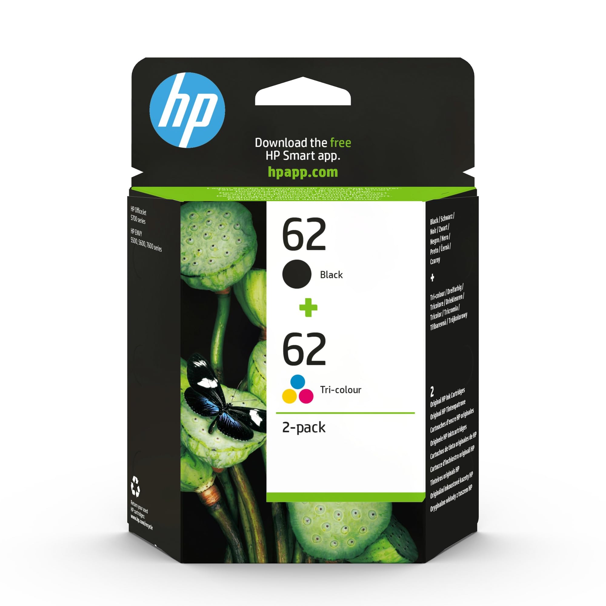 Hp 62 Nero e Tricromia, N9J71AE - 2 Cartucce Originali