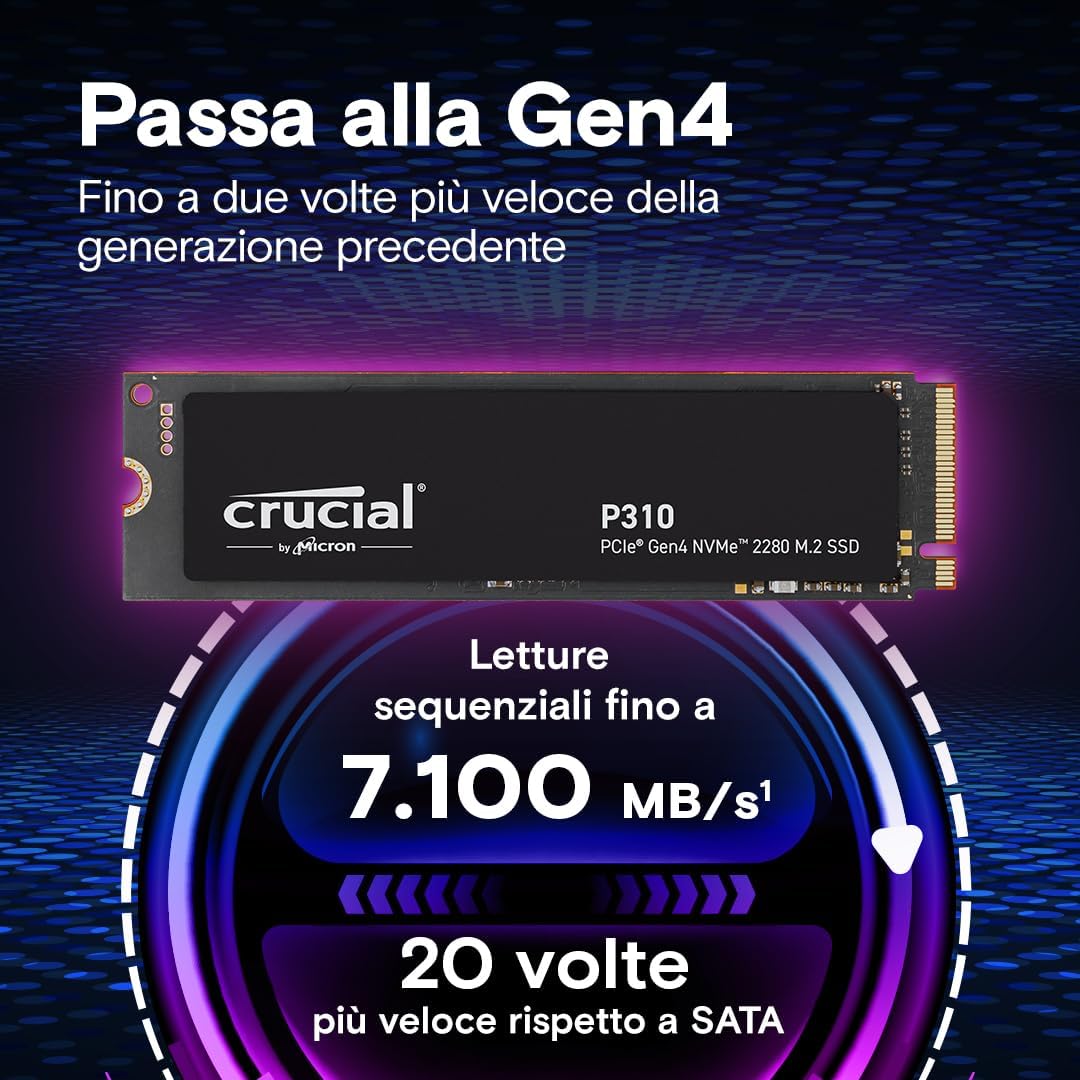 Crucial P310 SSD 1TB PCIe Gen4 NVMe M.2 Gaming - immagine 2