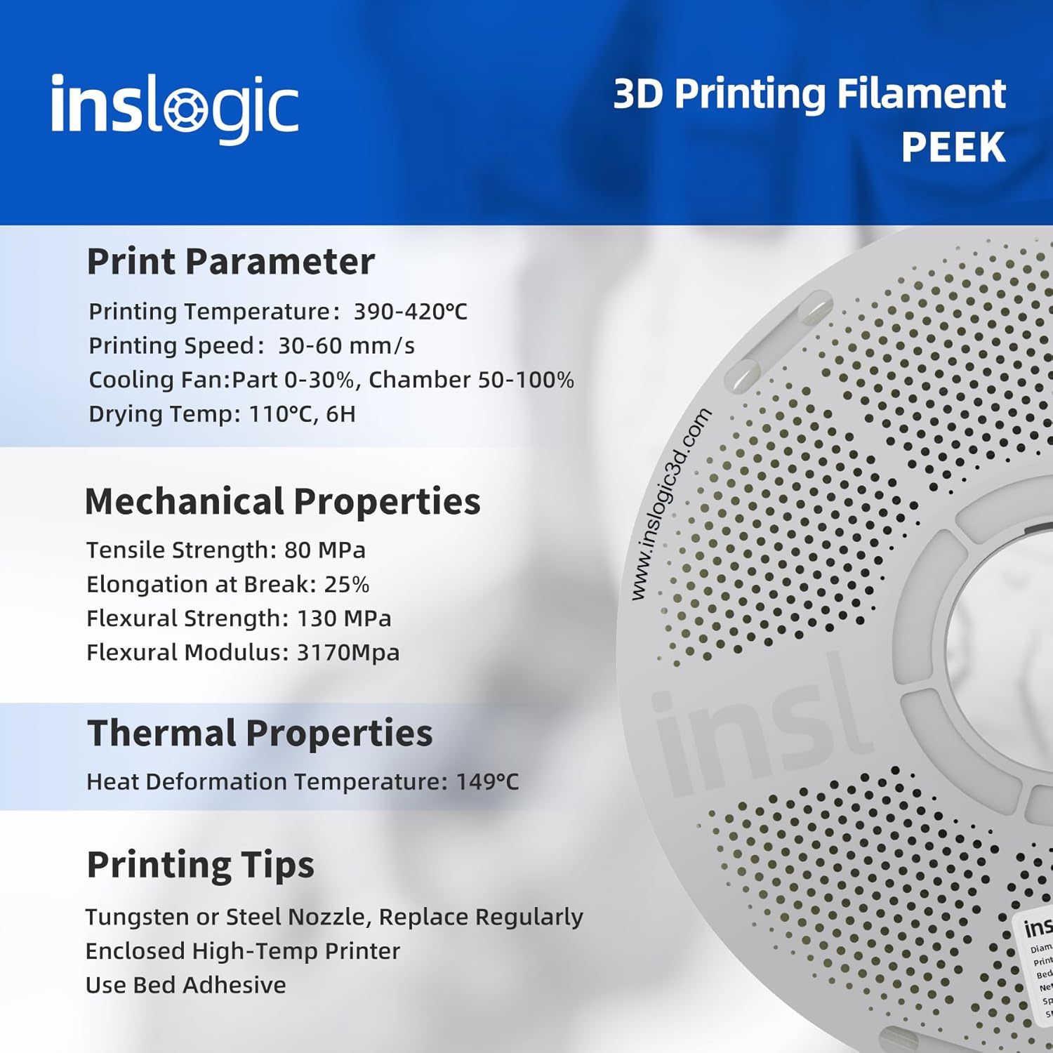 Inslogic Filamento PEEK 1,75mm per Stampante 3D - immagine 8