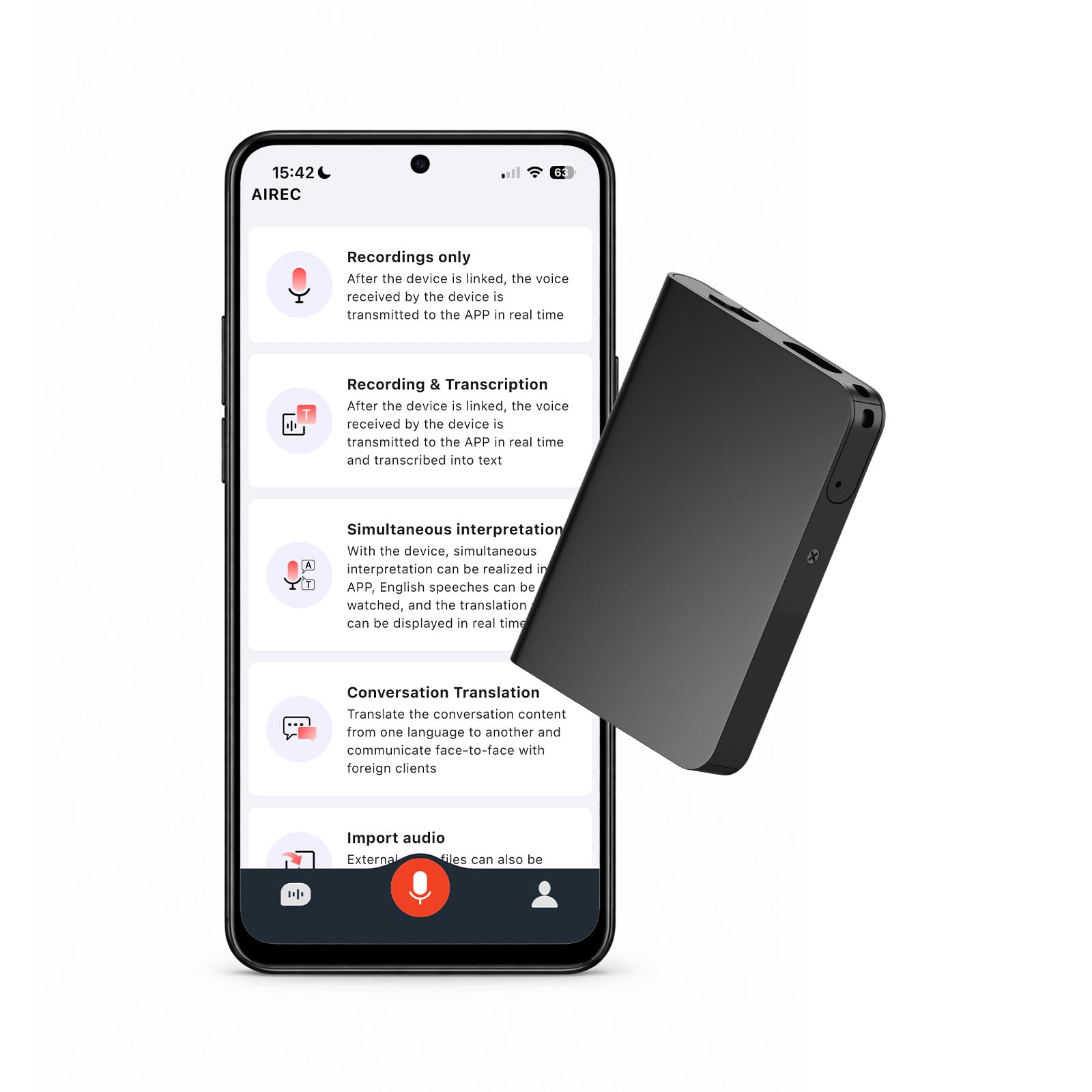 Mmobiel Registratore Vocale AI Digitale 32GB