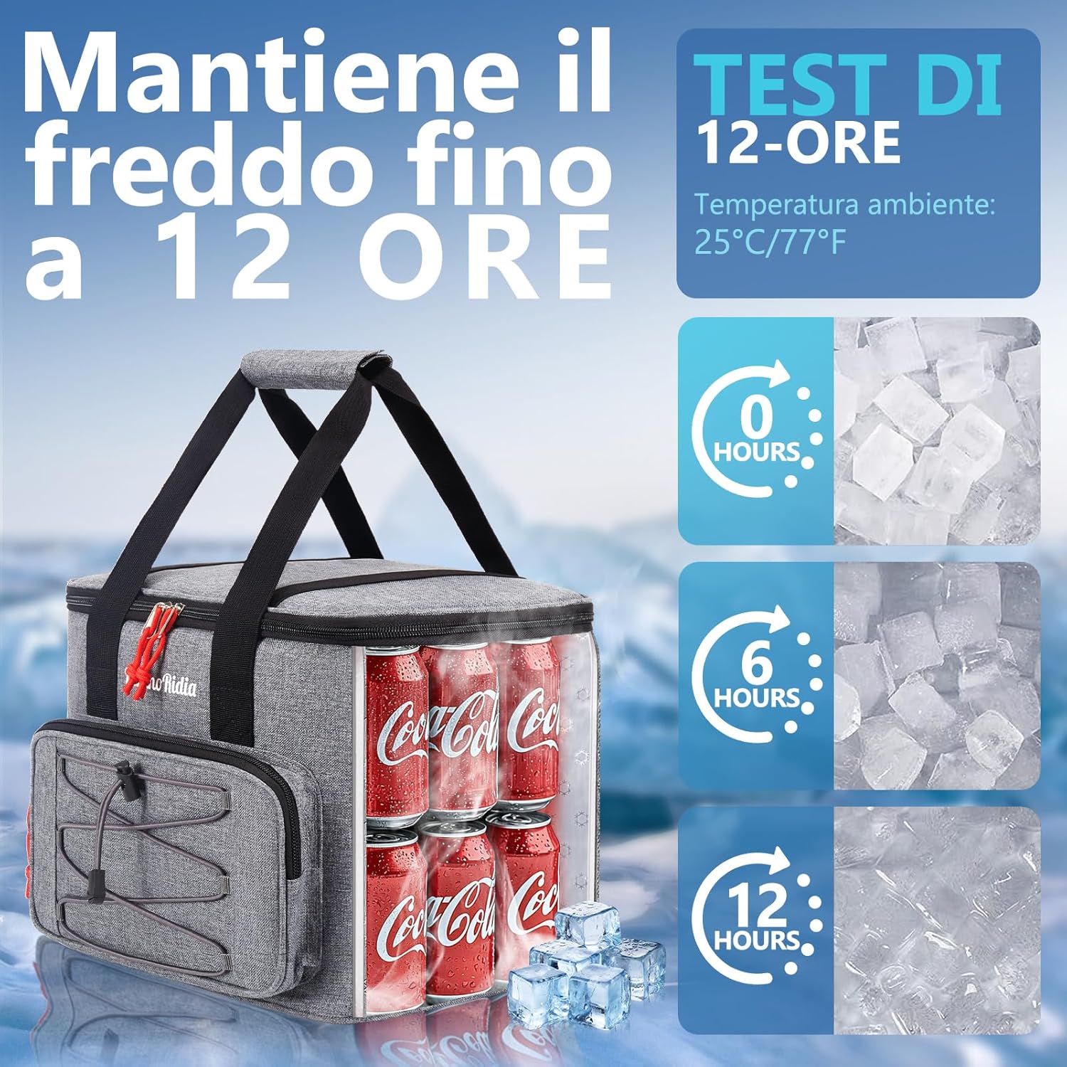 Peranoridia Borsa Termica 20 Litri, Grigio - immagine 3