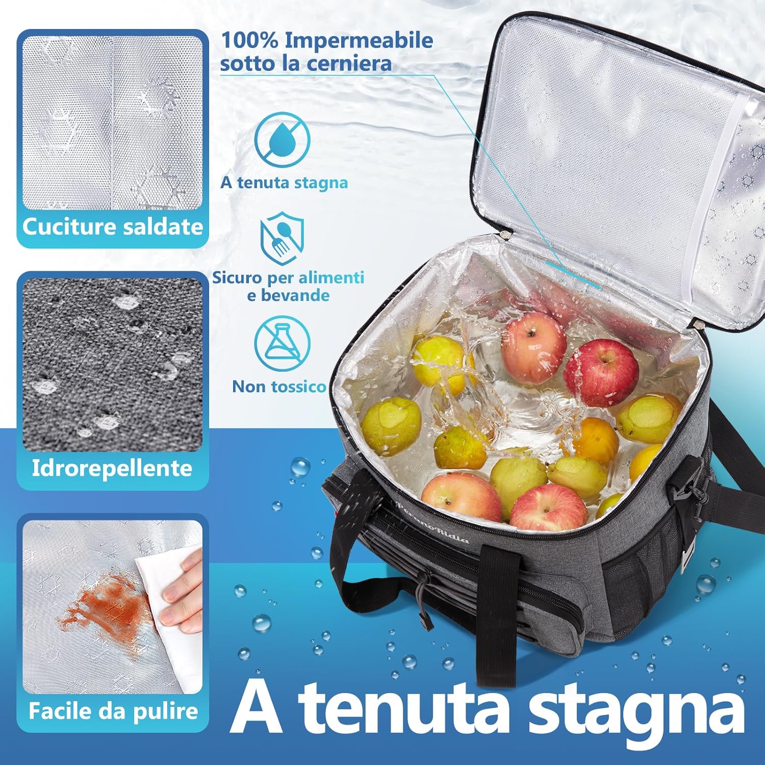 Peranoridia Borsa Termica 20 Litri, Grigio - immagine 4