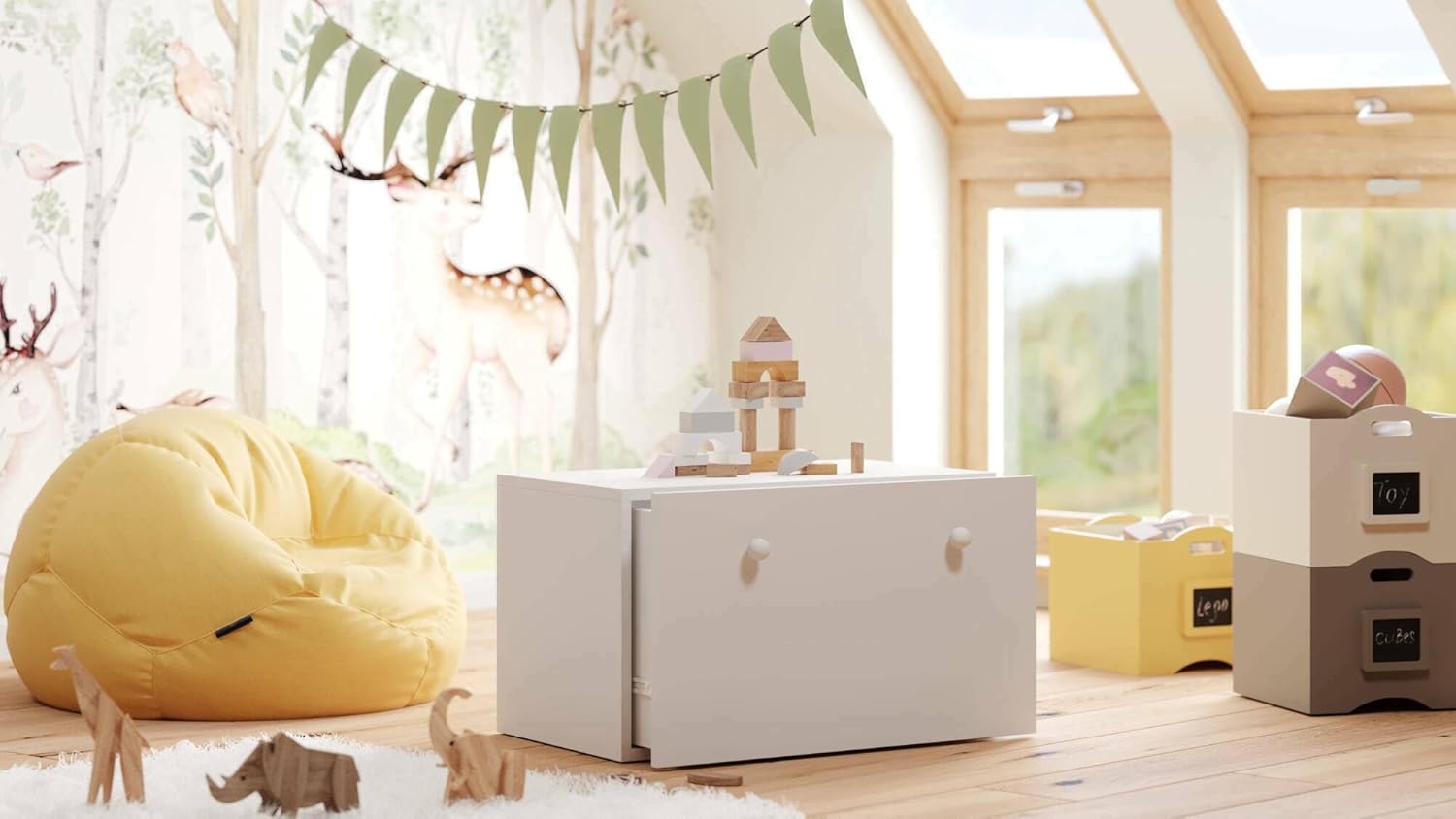 Dmora Comodino Torun - Tavolino da Notte 42x42 h71 cm, Bianco