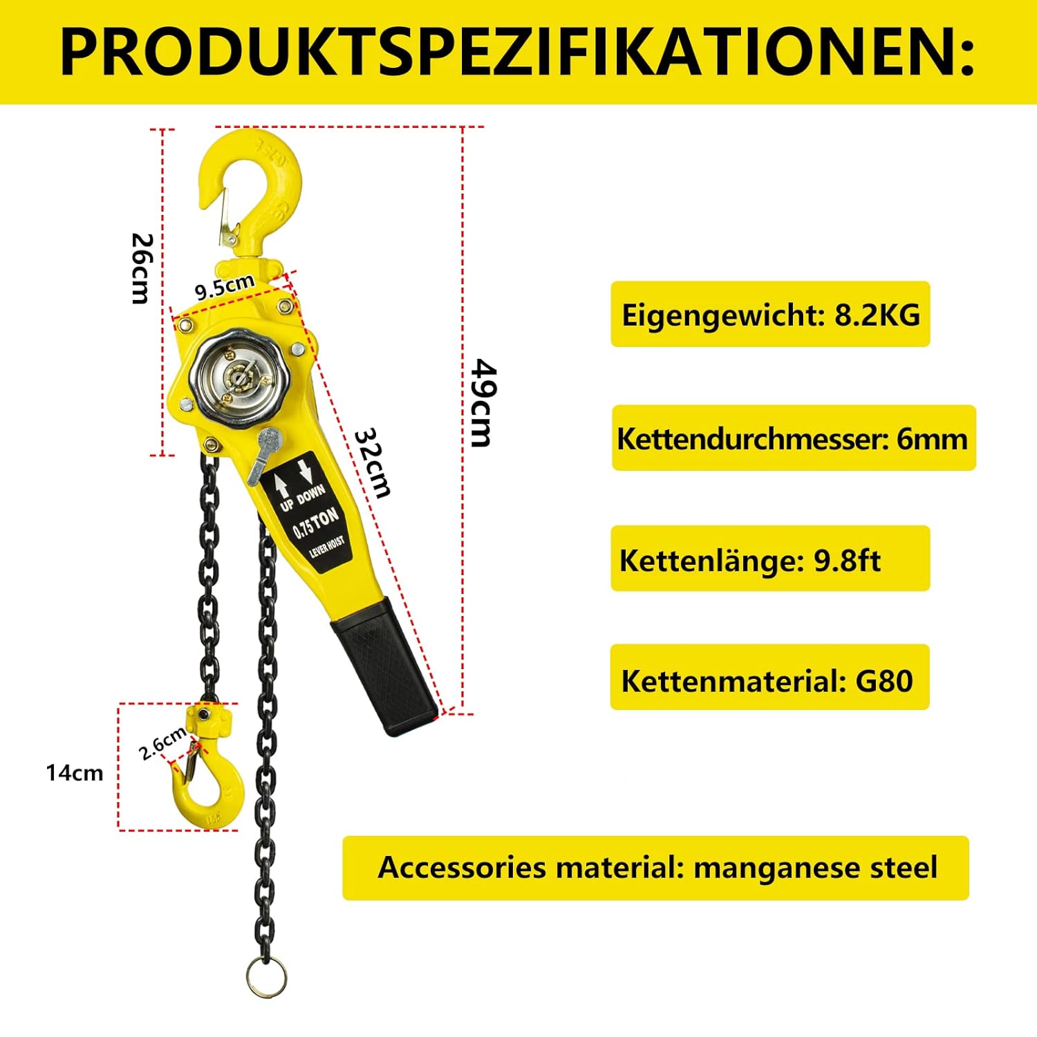 OUUTMEE Paranco a Catena Manuale 0.75T - immagine 2