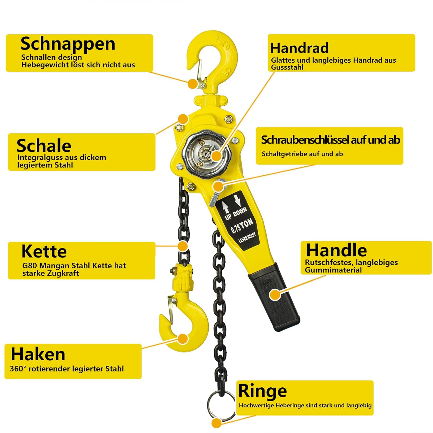 OUUTMEE Paranco a Catena Manuale 0.75T - immagine 3