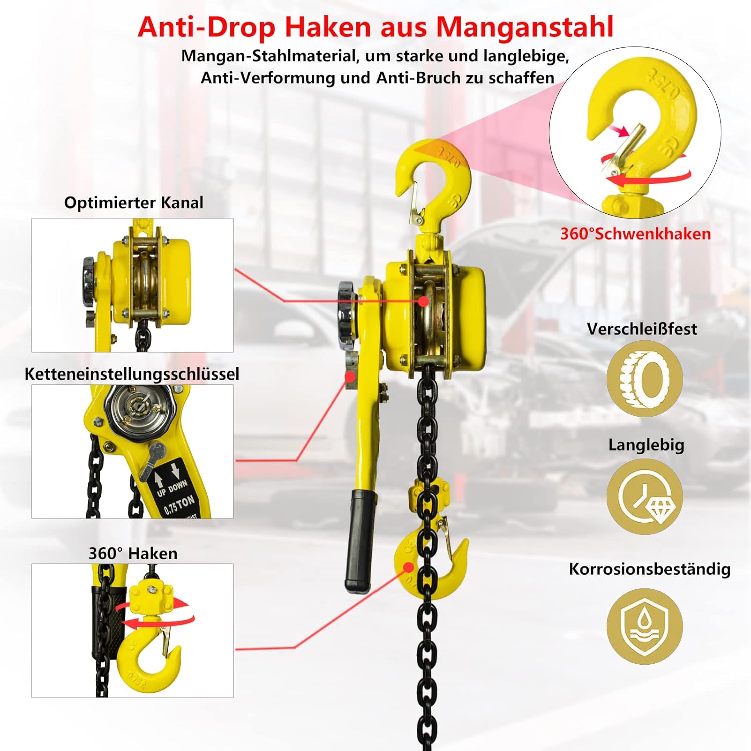 OUUTMEE Paranco a Catena Manuale 0.75T - immagine 6