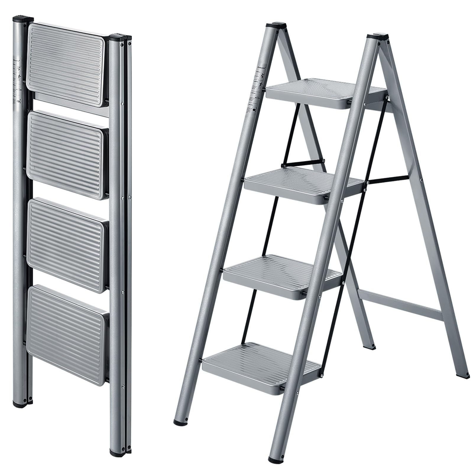 Xinsunho Scala Pieghevole 4 Gradini 150kg, Grigio