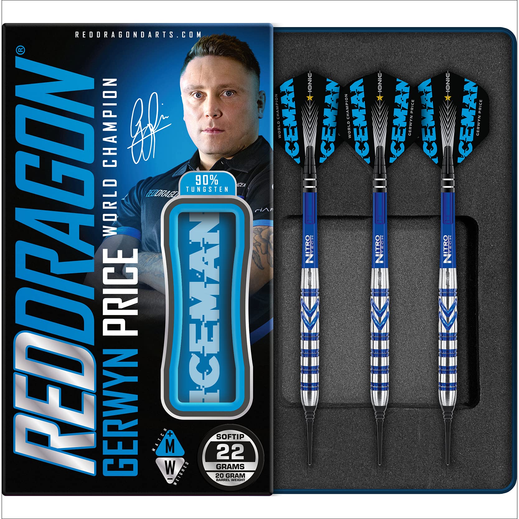 RED DRAGON Gerwyn Price 18g o 20g Softip Tungsten Darts con Voli e Albero