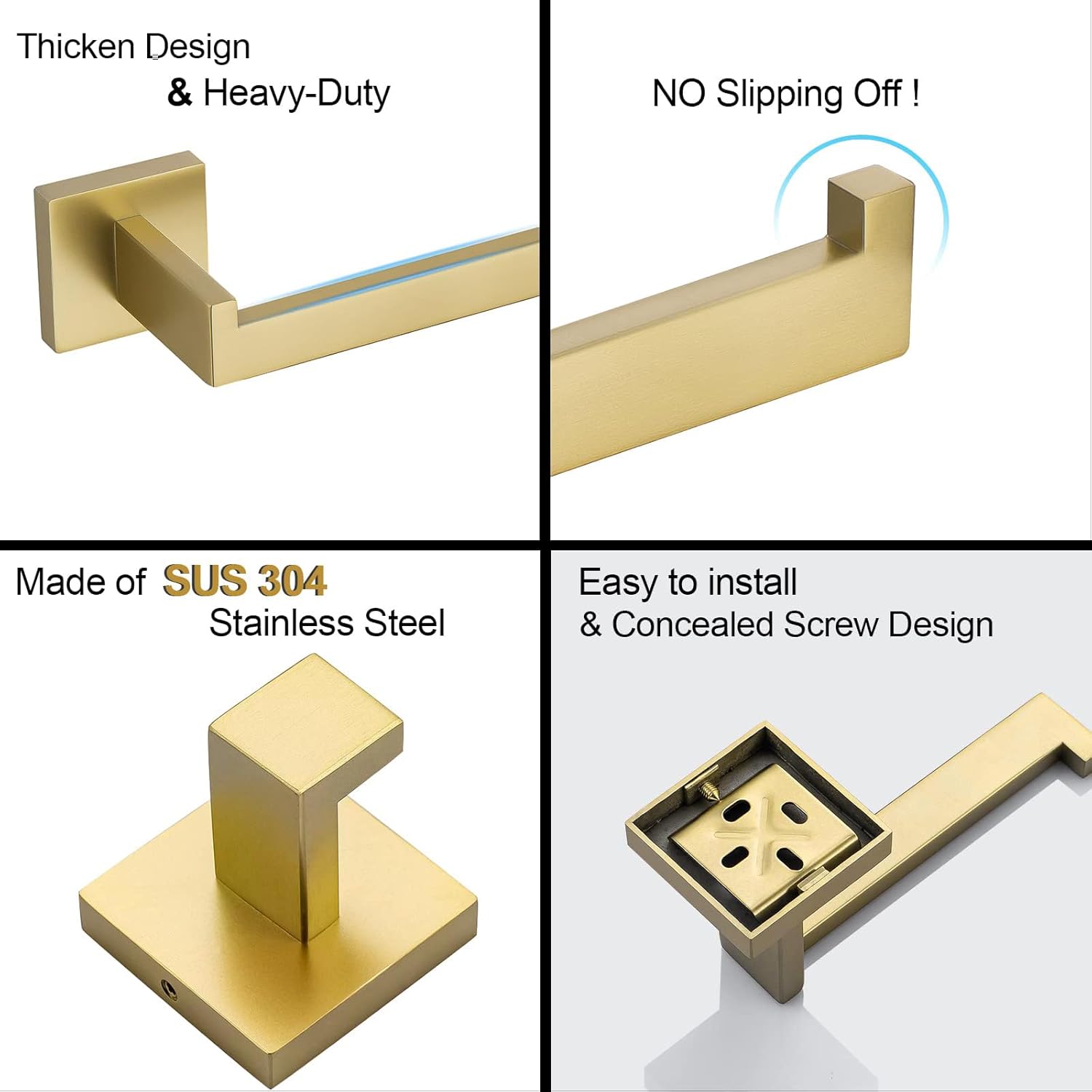 Turs Set Accessori Bagno 4 Pezzi, Nero Oro Opaco - immagine 3