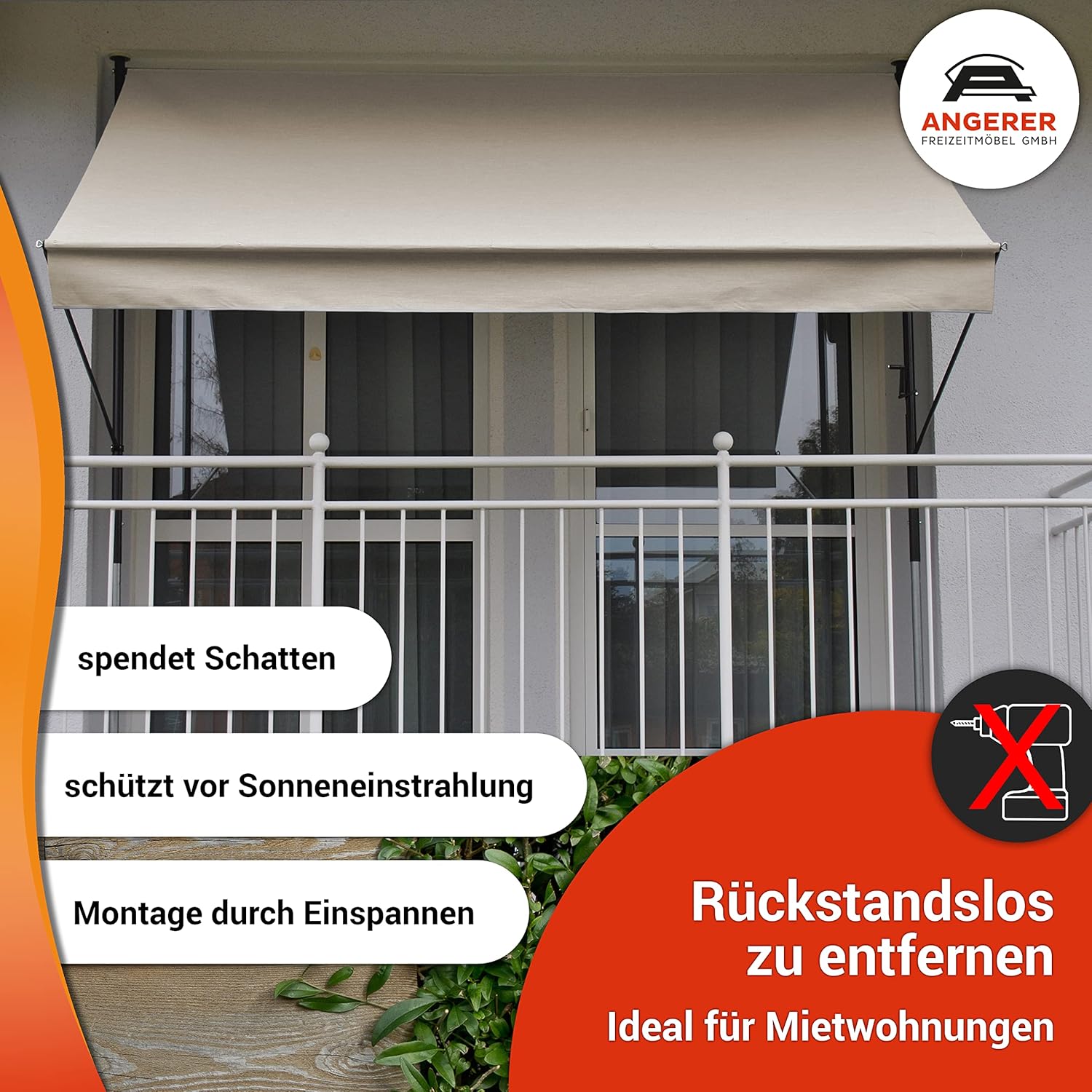 Angerer Freizeitmöbel GmbH Tenda da sole Style sabbia, 150 cm - immagine 2