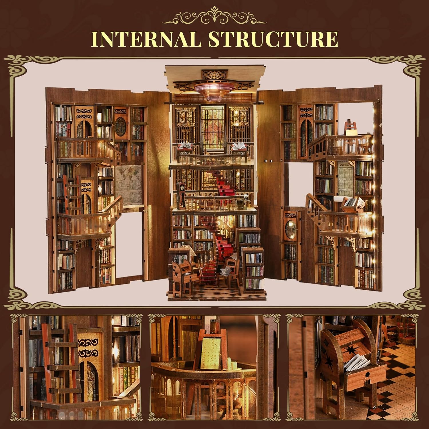 MiniCity Book Nook Kit Fai da Te - Abbey Library - immagine 4
