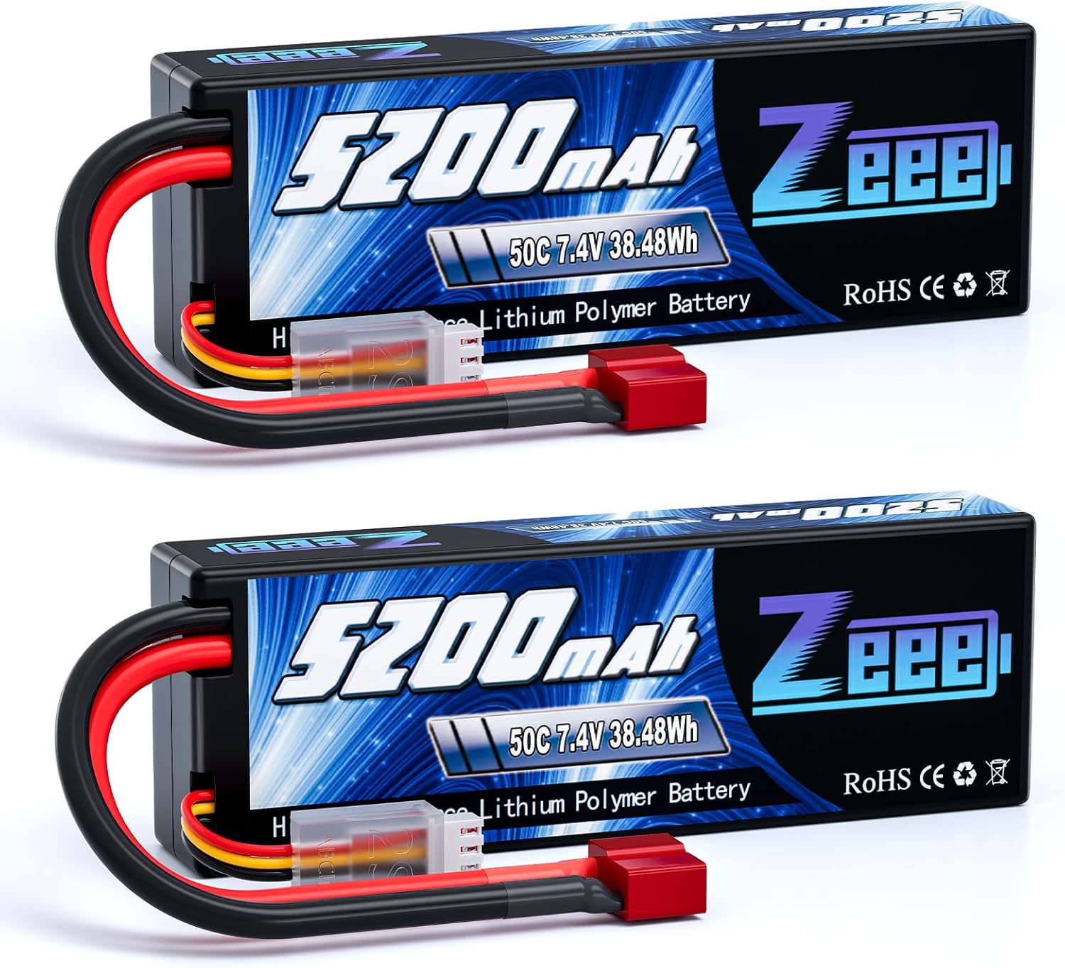 Zeee 2S Lipo Batteria 7,4V 50C 5200mAh Hardcase (2 pezzi) - immagine 1