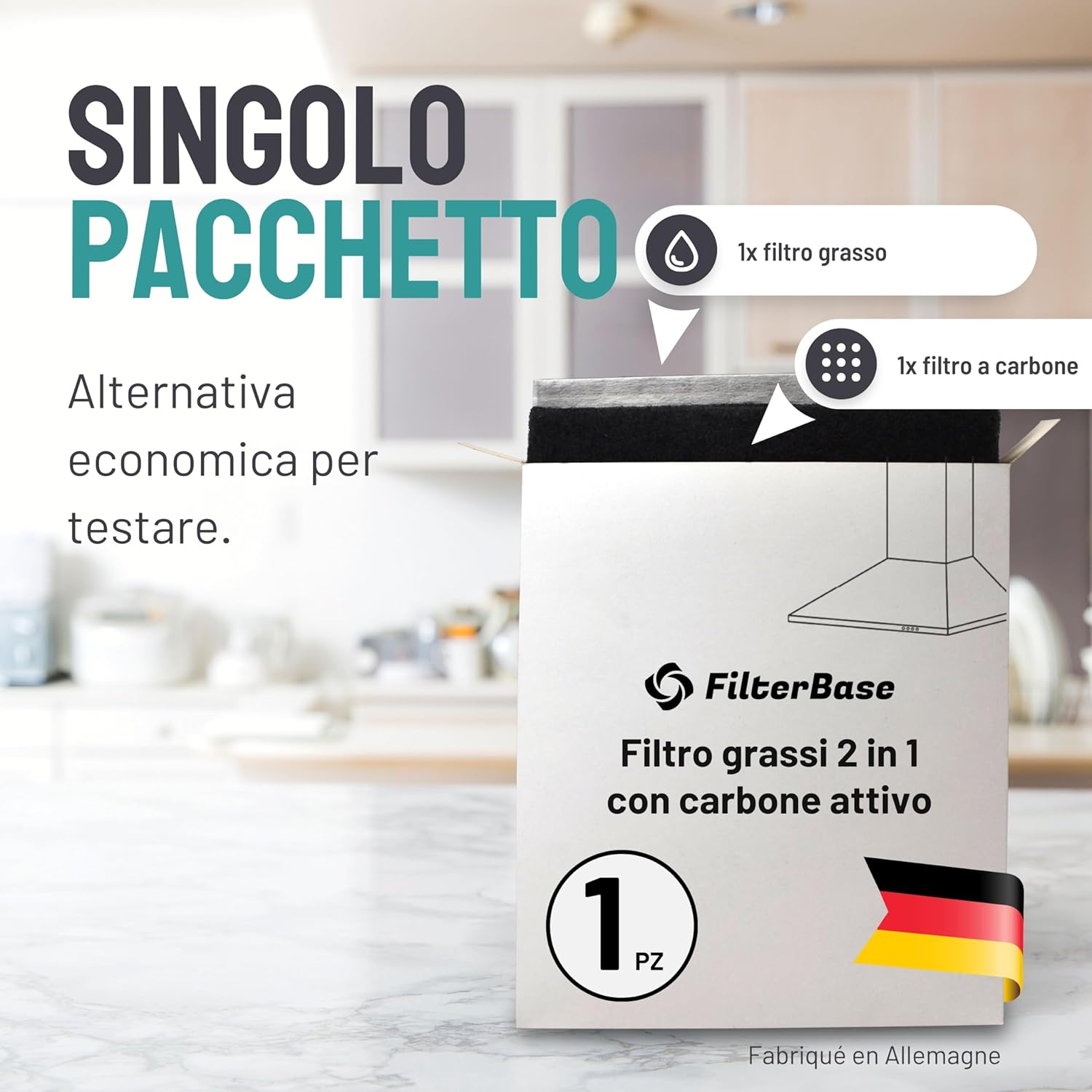 Filtro a Carbone Attivo per Cappa Aspirante, 57x47 cm - immagine 3