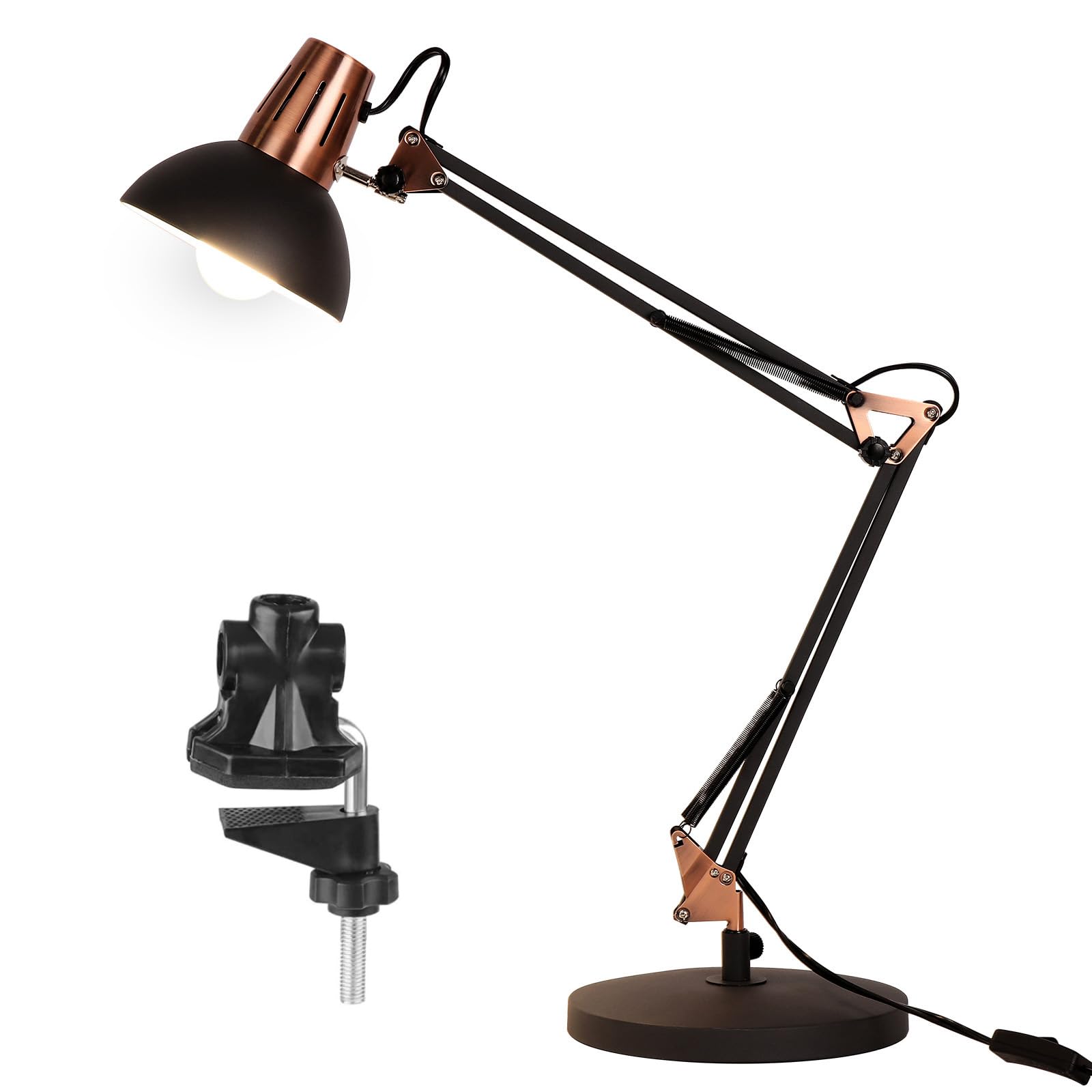 FIRVRE Lampada da Scrivania con Braccio Oscillante, Nera