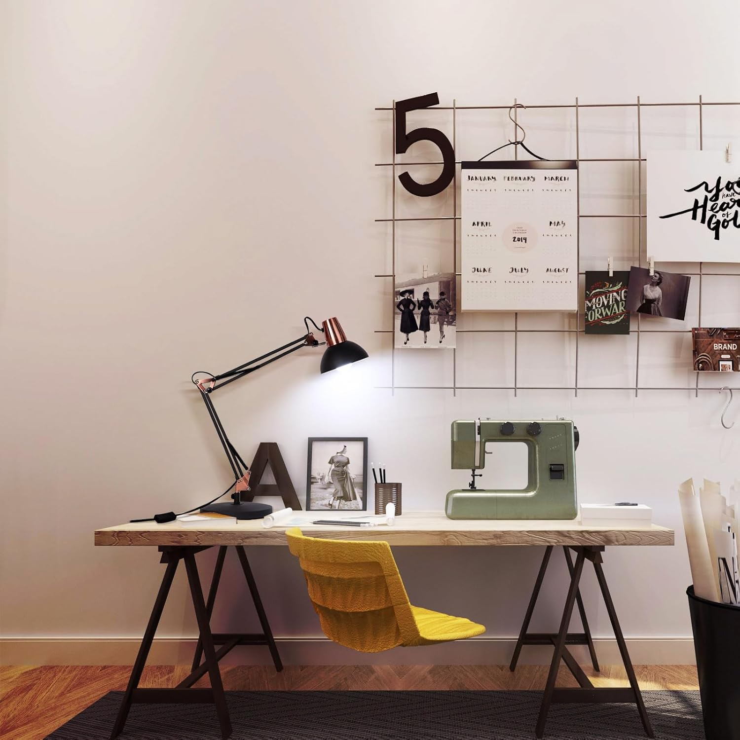 FIRVRE Lampada da Scrivania con Braccio Oscillante, Nera - immagine 3