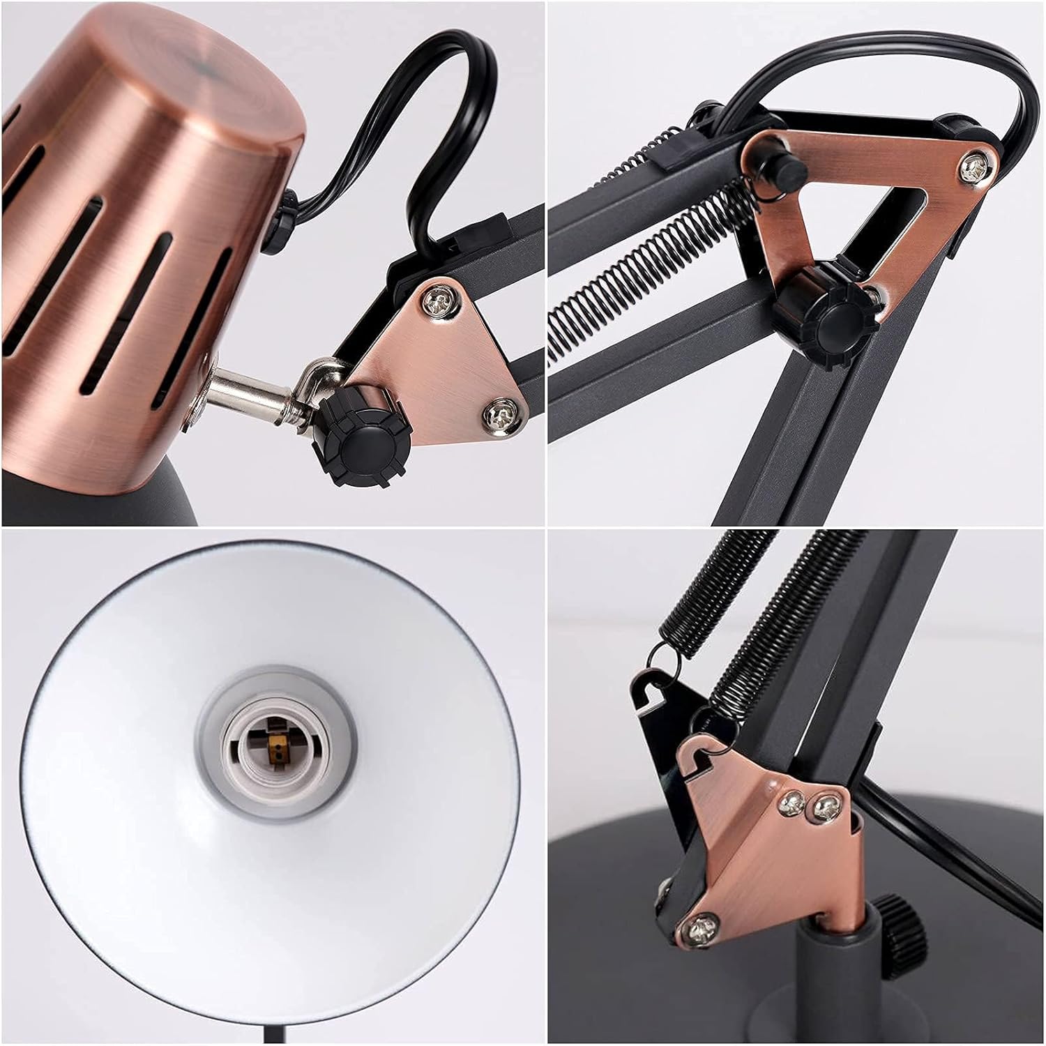 FIRVRE Lampada da Scrivania con Braccio Oscillante, Nera - immagine 5