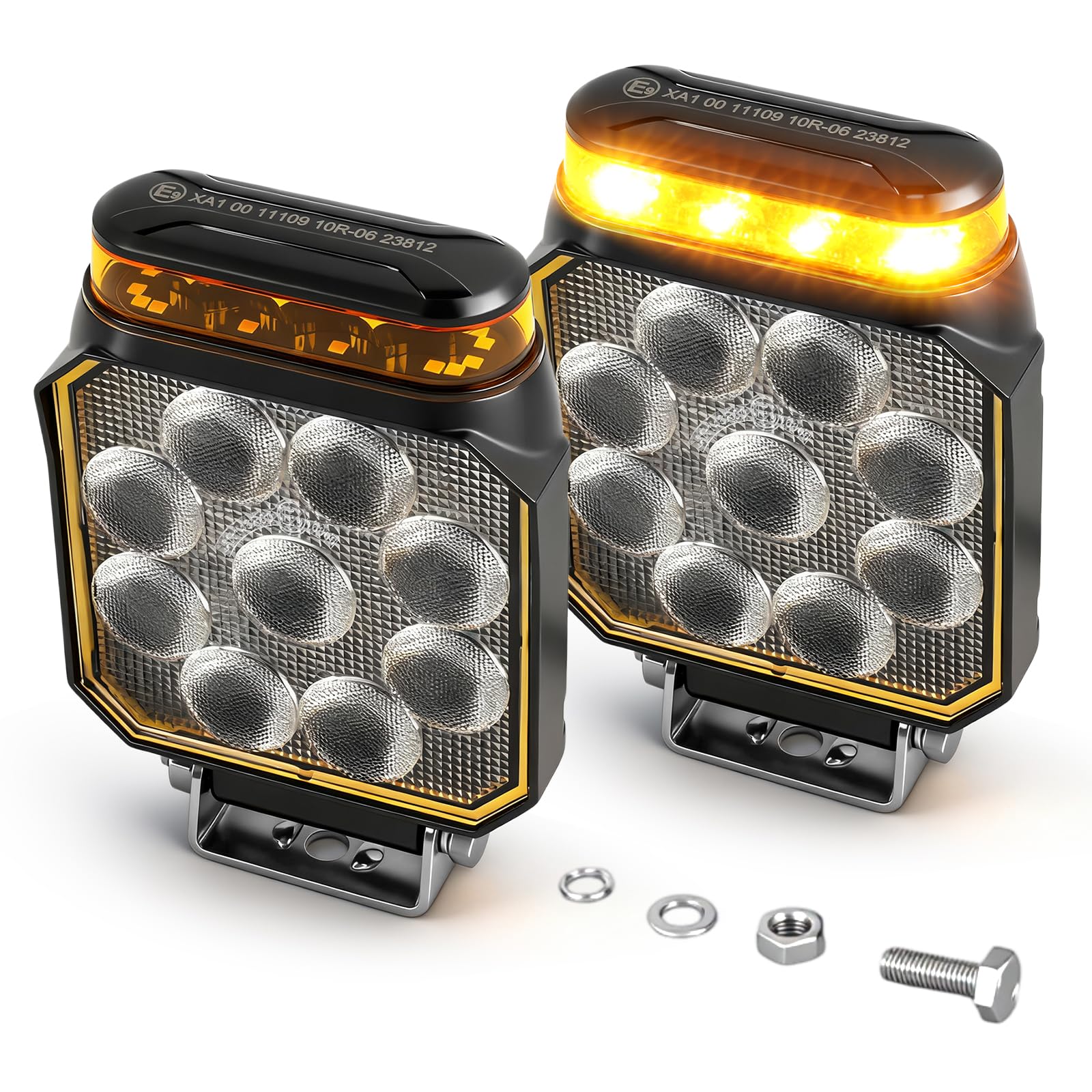 Braveway 2x Faro da Lavoro LED Rotondo 22W 10400LM