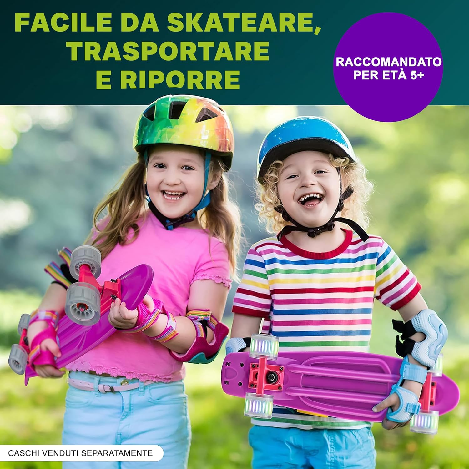 Hurtle Skateboard Mini Cruiser con Ruote LED - immagine 2