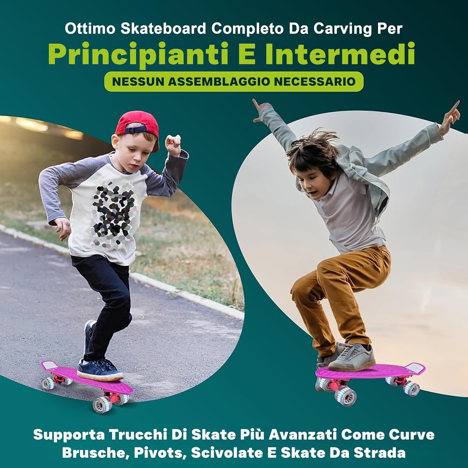 Hurtle Skateboard Mini Cruiser con Ruote LED - immagine 3