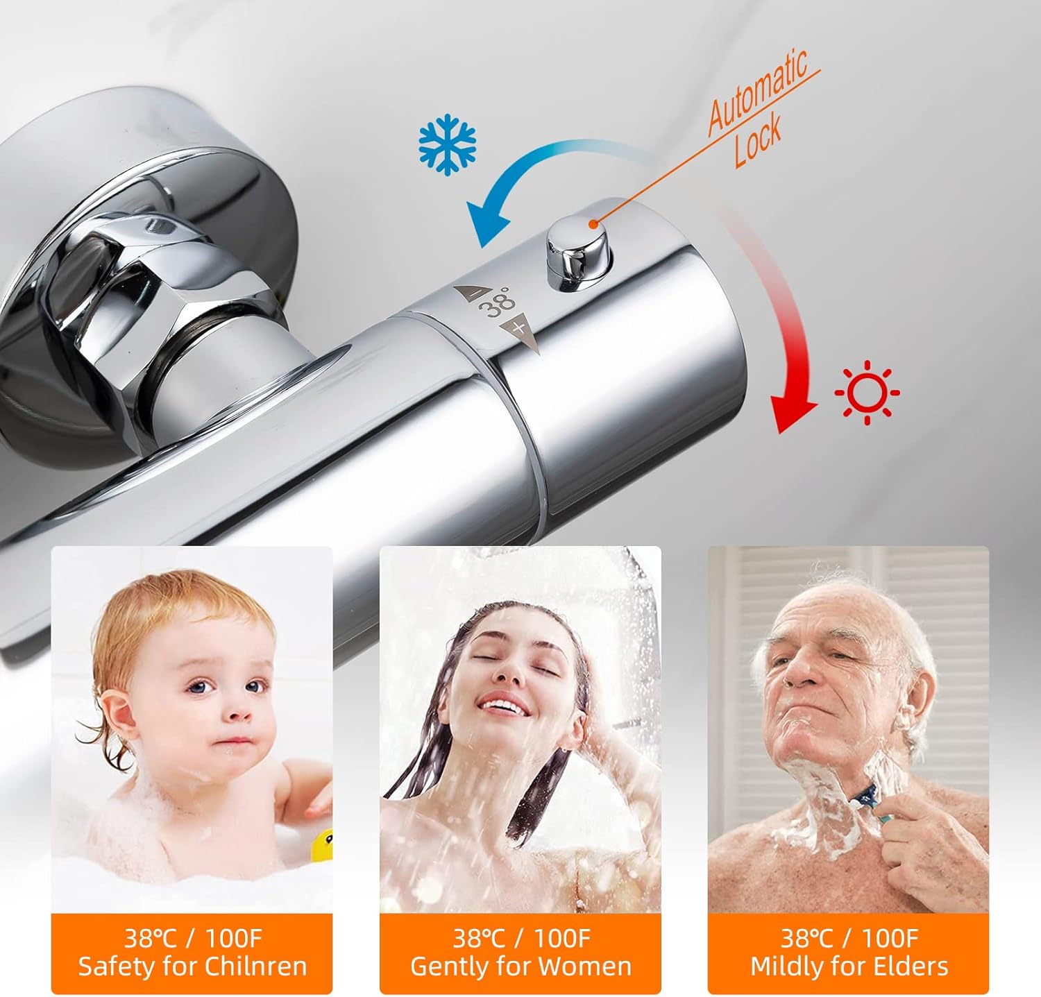 Ibergrif M21805-1 Rubinetto Miscelatore Termostatico Doccia - immagine 3