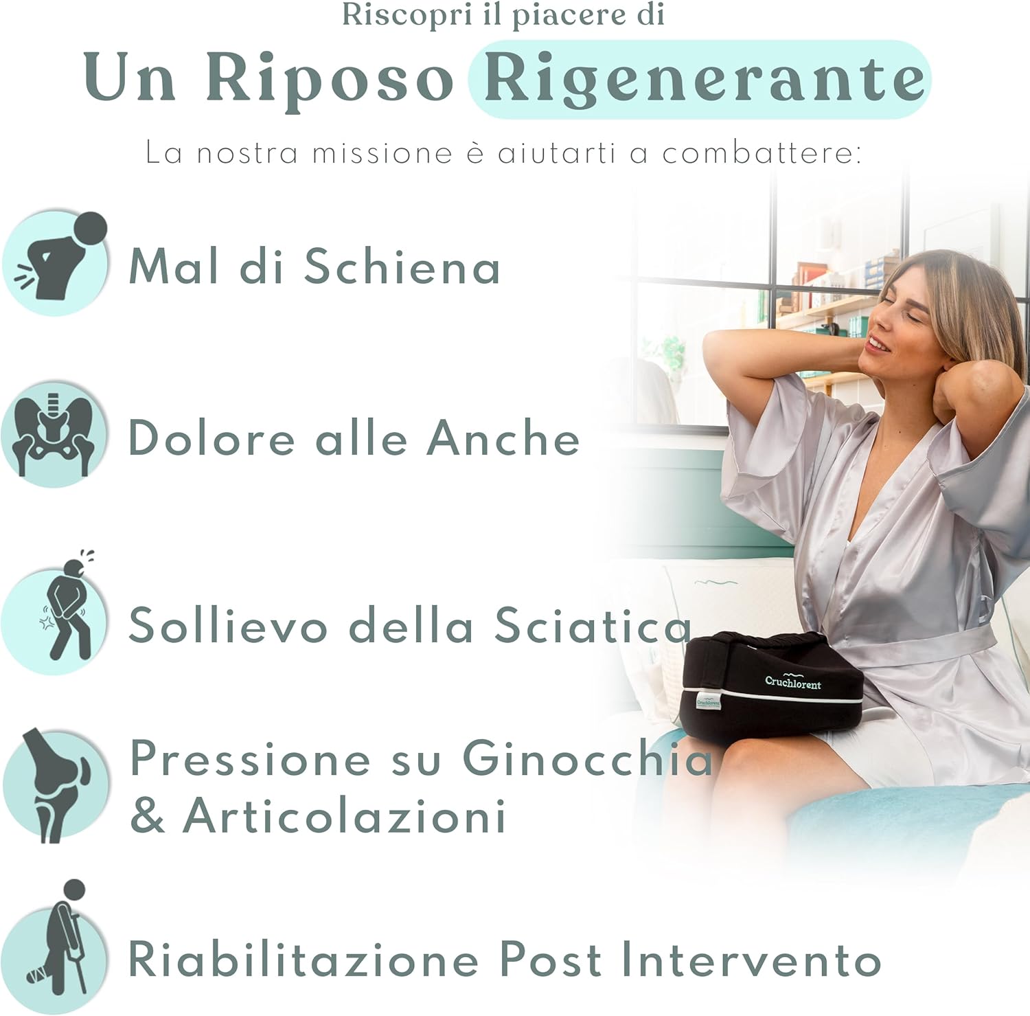 Cruchlorent Black Heart - Cuscino Ortopedico per Gambe - immagine 2