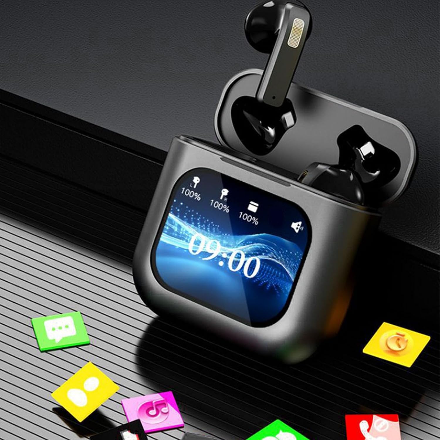 Jectse Cuffie Bluetooth con Cancellazione Rumore, BLACK - immagine 4