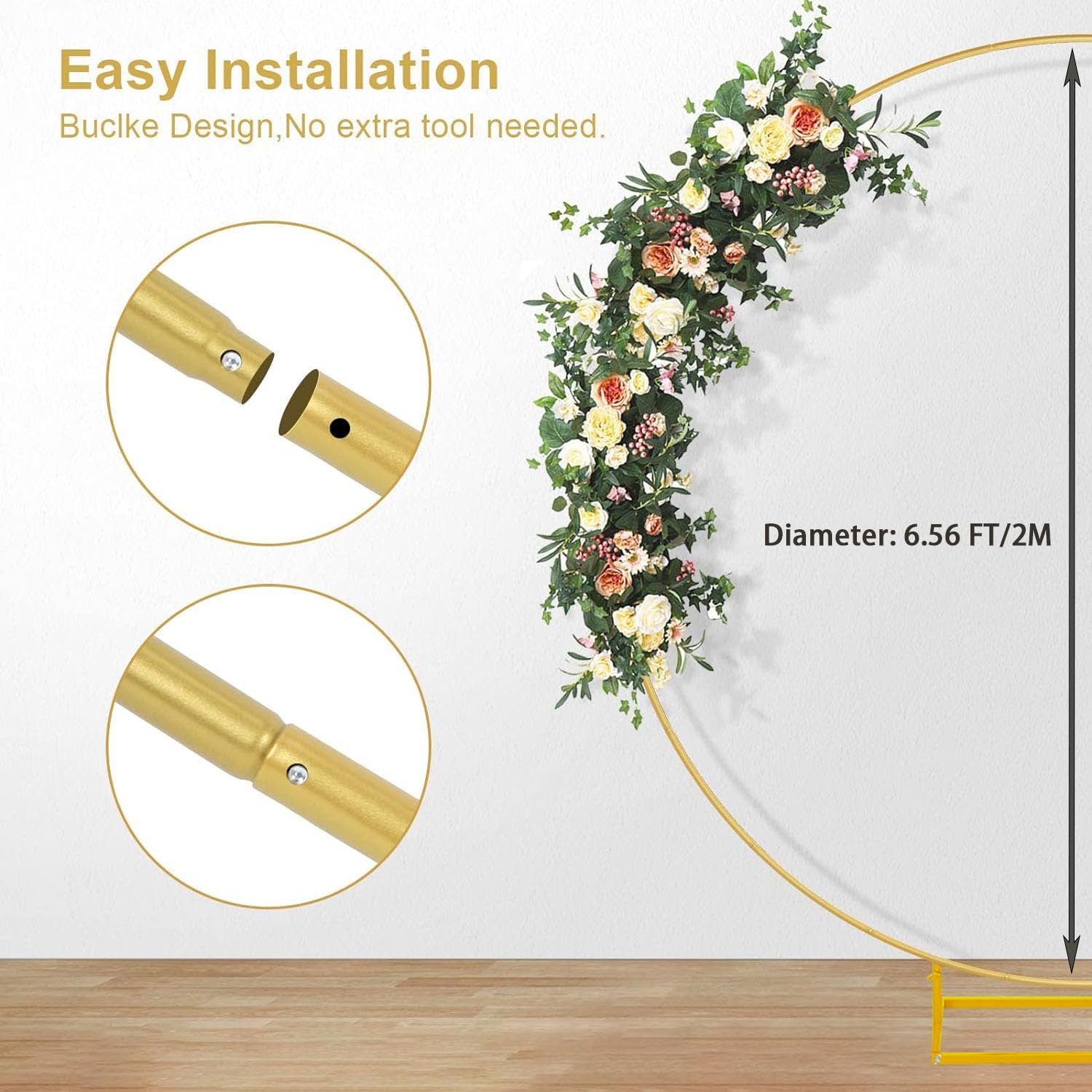 Struttura Cerchio Palloncini 2m, Oro - immagine 2