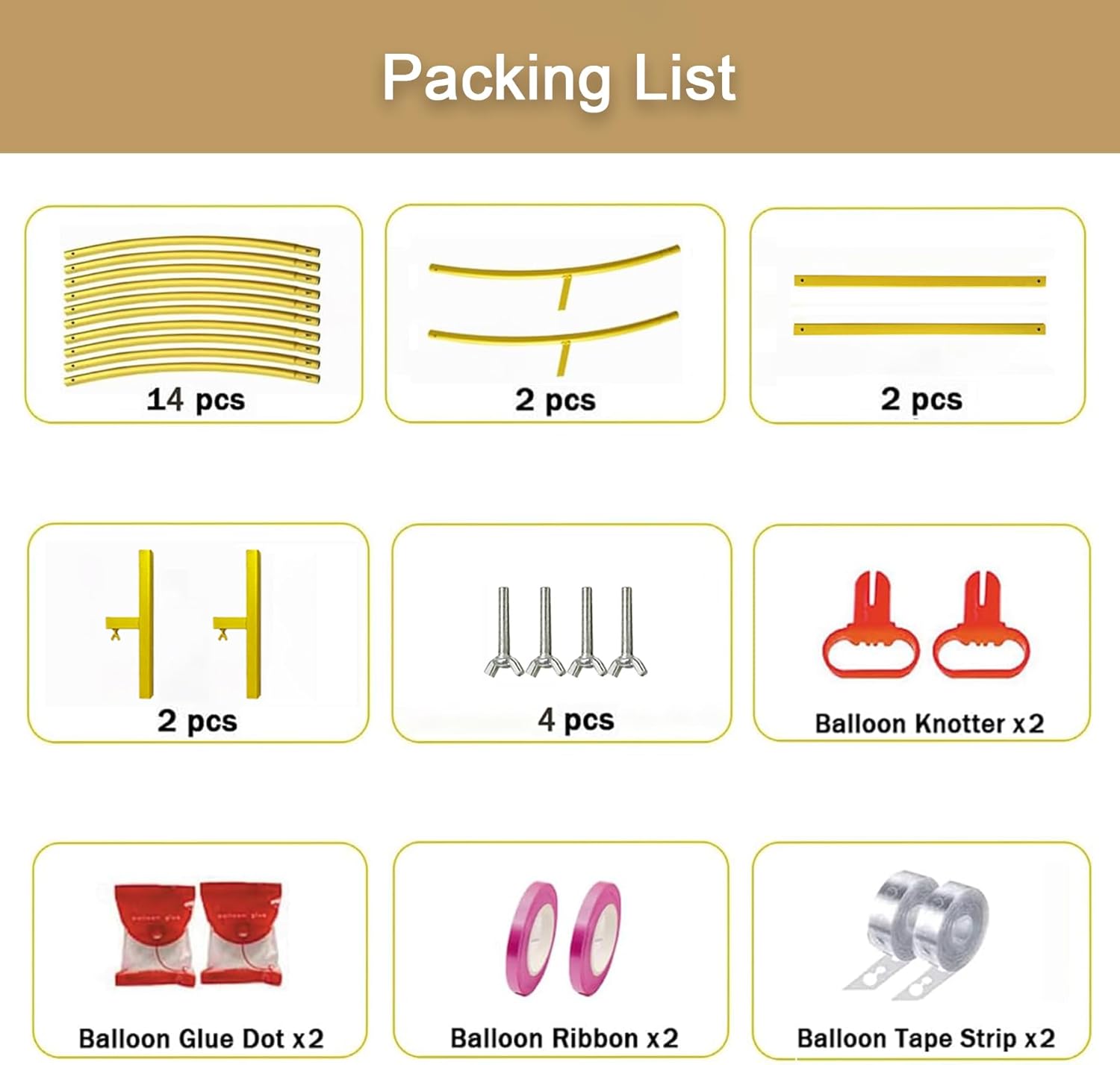 Struttura Cerchio Palloncini 2m, Oro - immagine 4