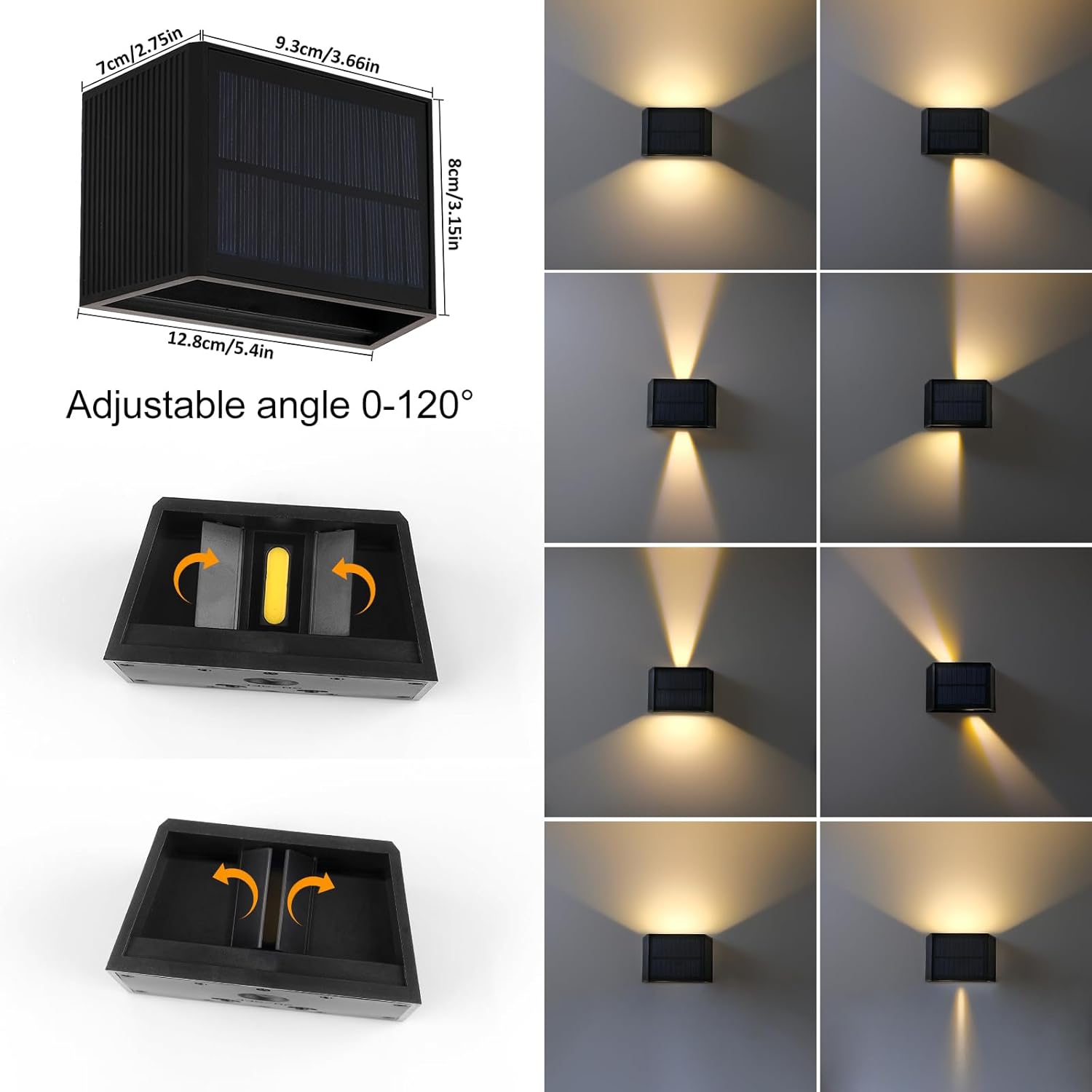 T-sun 2 Pezzi Lampada da Parete Solare 3000K - immagine 3