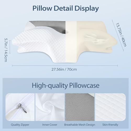 Homca Cuscino Cervicale Ortopedico in Memory Foam, Grigio - immagine 6