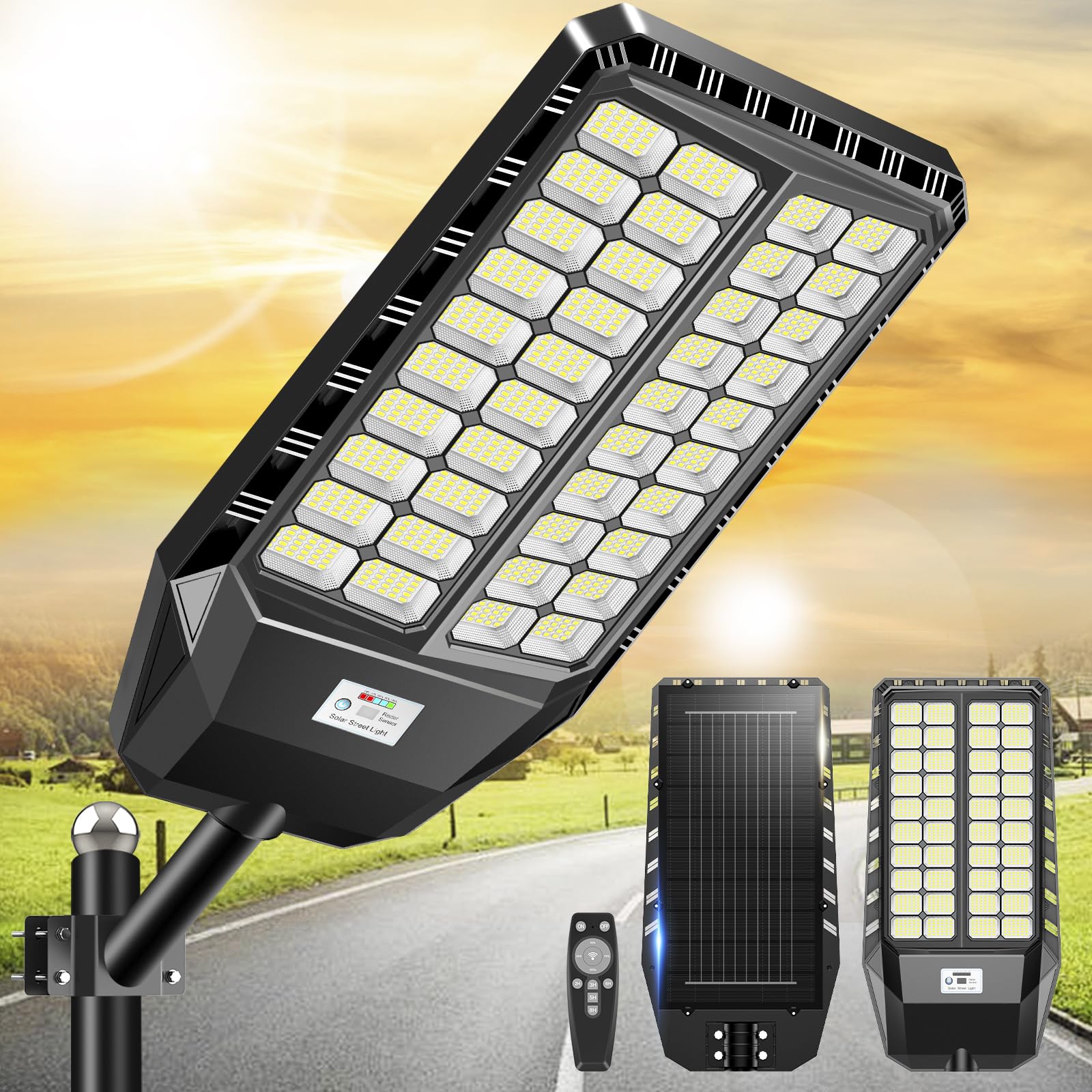Adewalk Lampione Solare LED Esterno 8000W con Telecomando