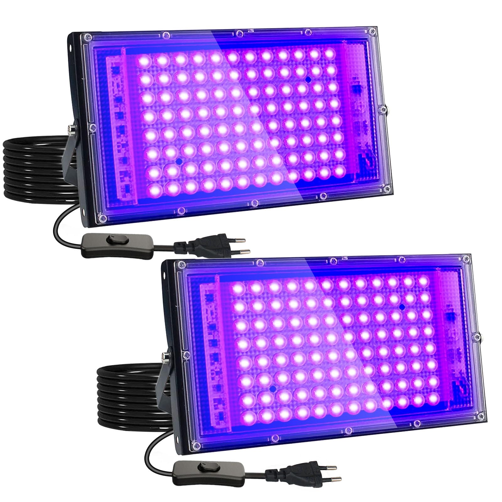 2 Pezzi Faretto UV LED 100W con Spina