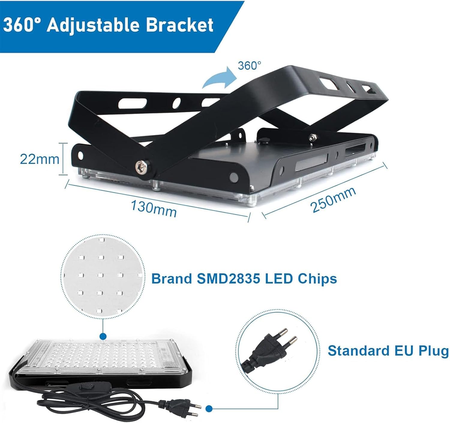 2 Pezzi Faretto UV LED 100W con Spina - immagine 3