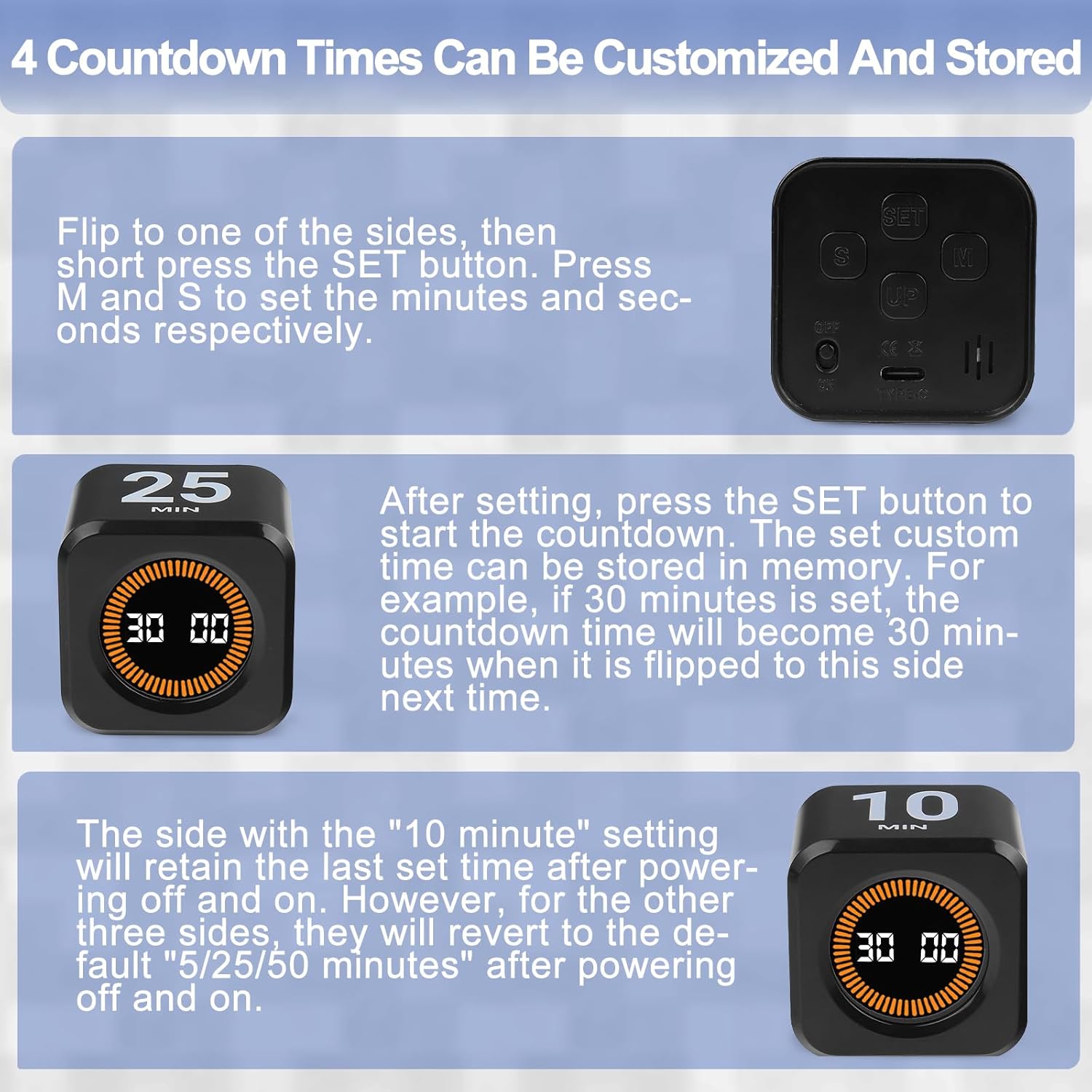 Cuteefun Timer Visuale Cubo Nero - immagine 3