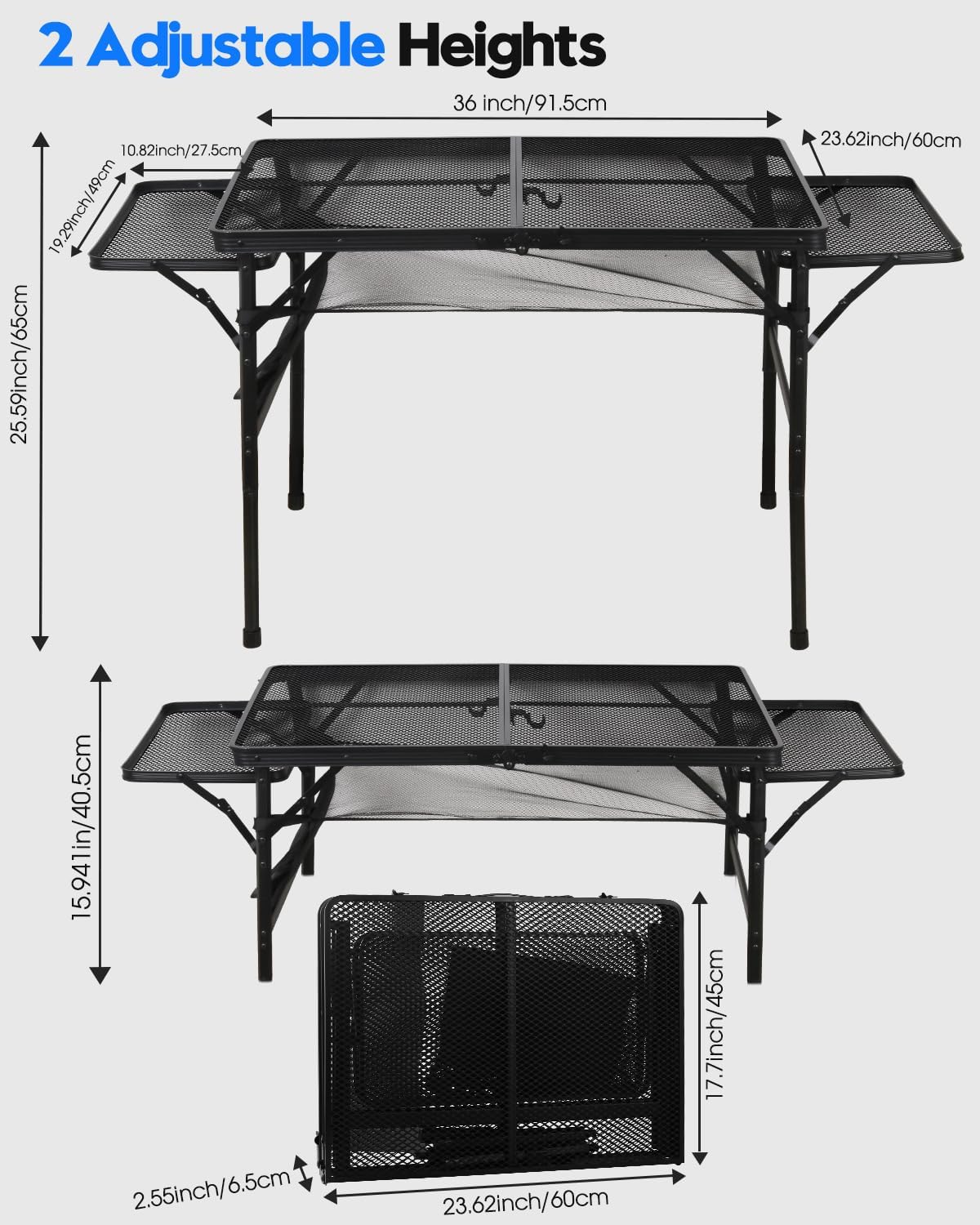 Msdada Tavolo Pieghevole per Grill, Nero - immagine 2