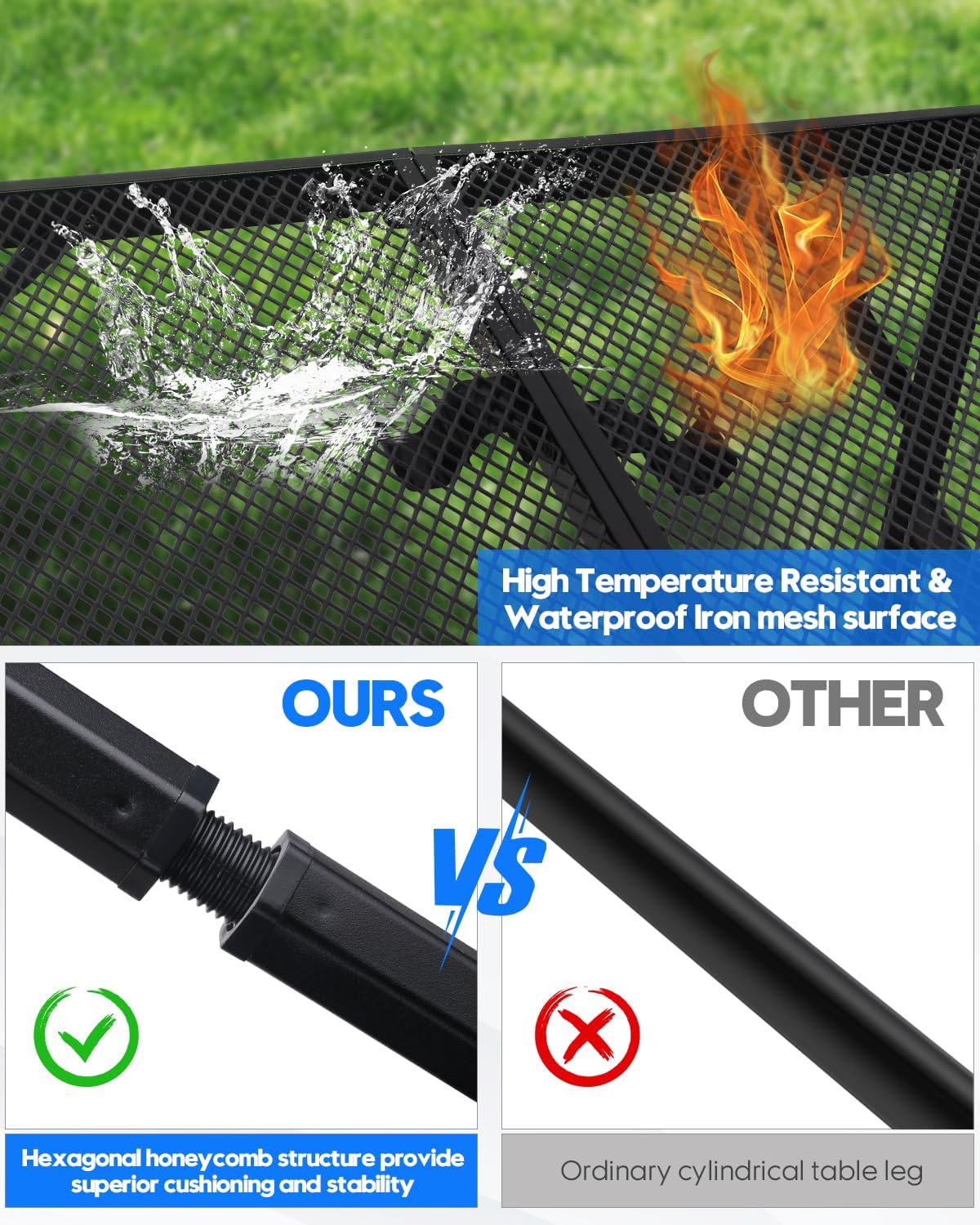 Msdada Tavolo Pieghevole per Grill, Nero - immagine 3