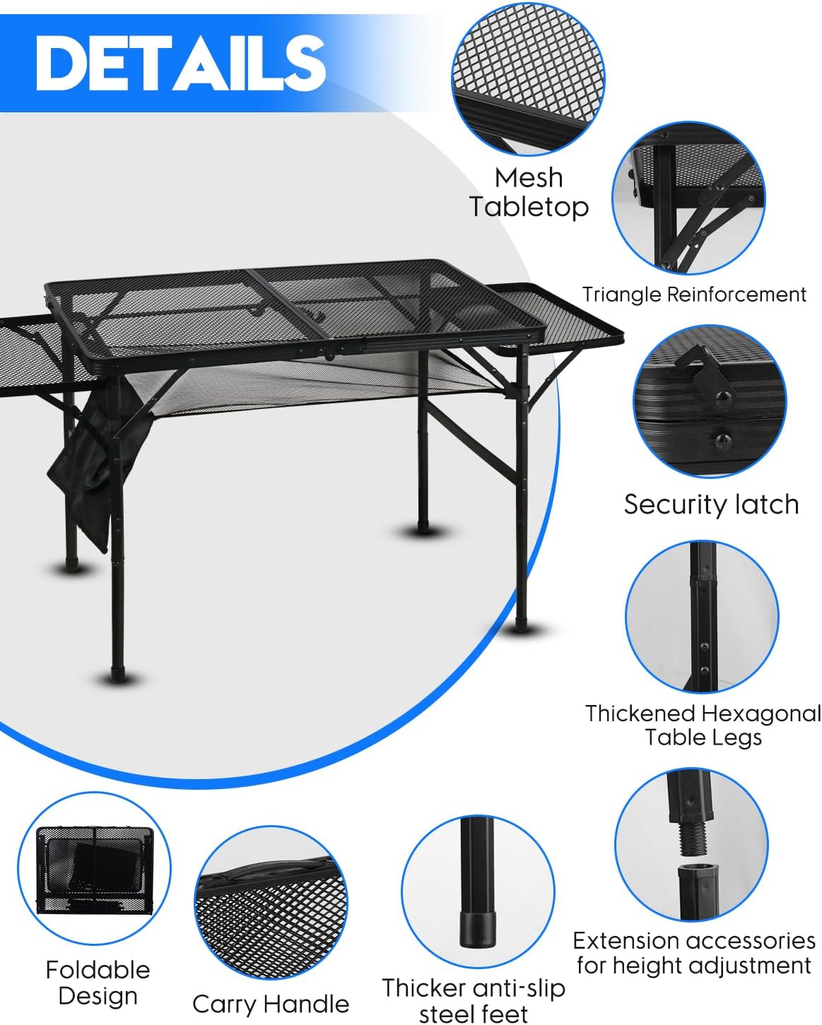 Msdada Tavolo Pieghevole per Grill, Nero - immagine 5