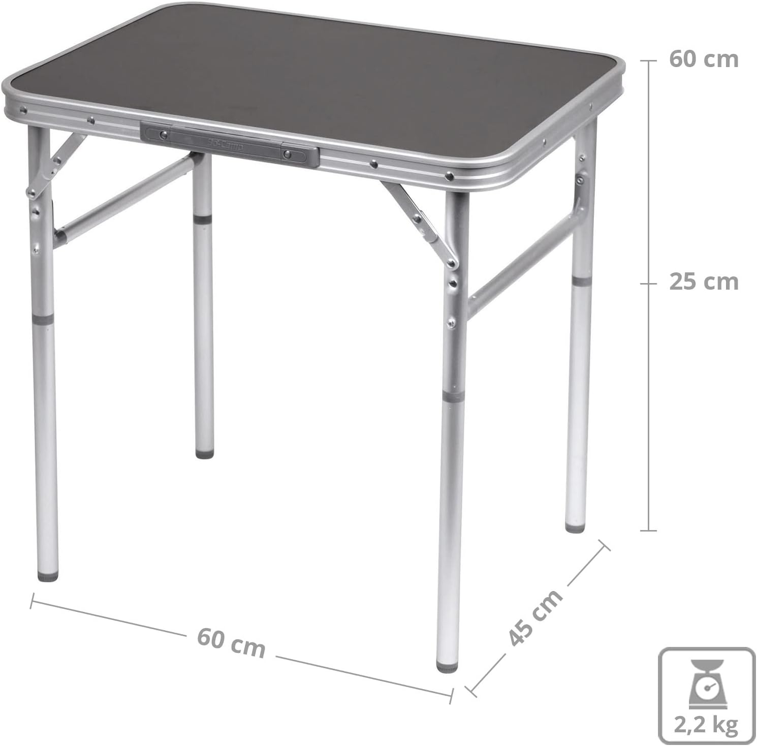 Bo-Camp - Tavolo - 60 x 45 cm, Grigio - immagine 2
