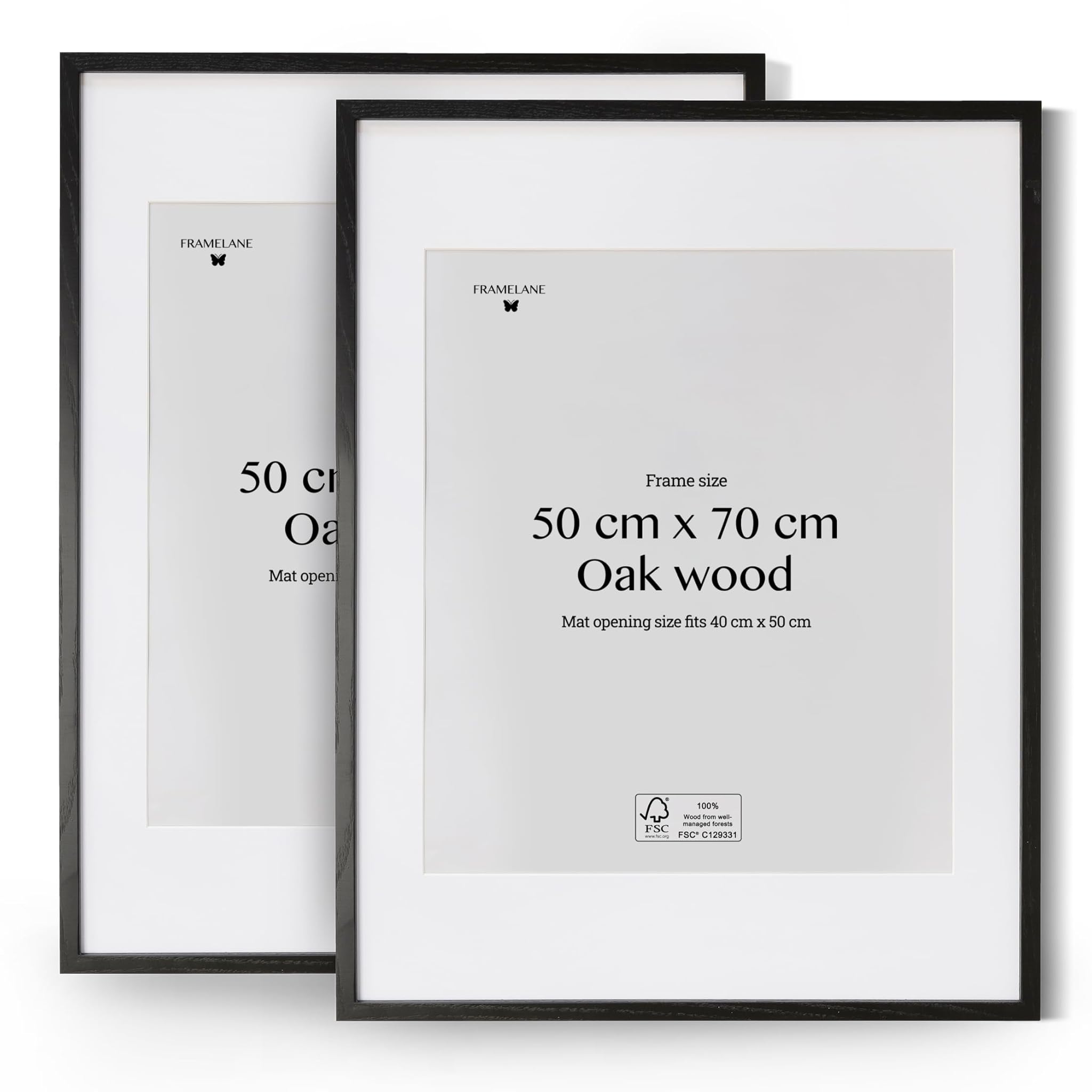 Set 2 Cornici Nere 50x70 Rovere Massiccio FSC